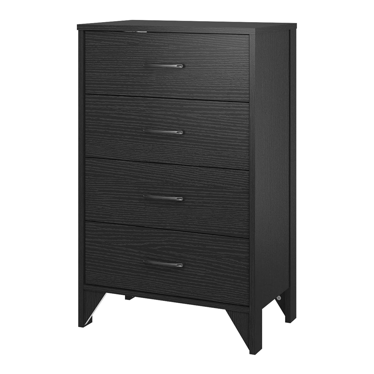 4-Drawer Black Wooden Dresser - Chest of Drawers for Bedroom Storage | Modern Bedroom Furniture for Clothes Organization & Home Decor