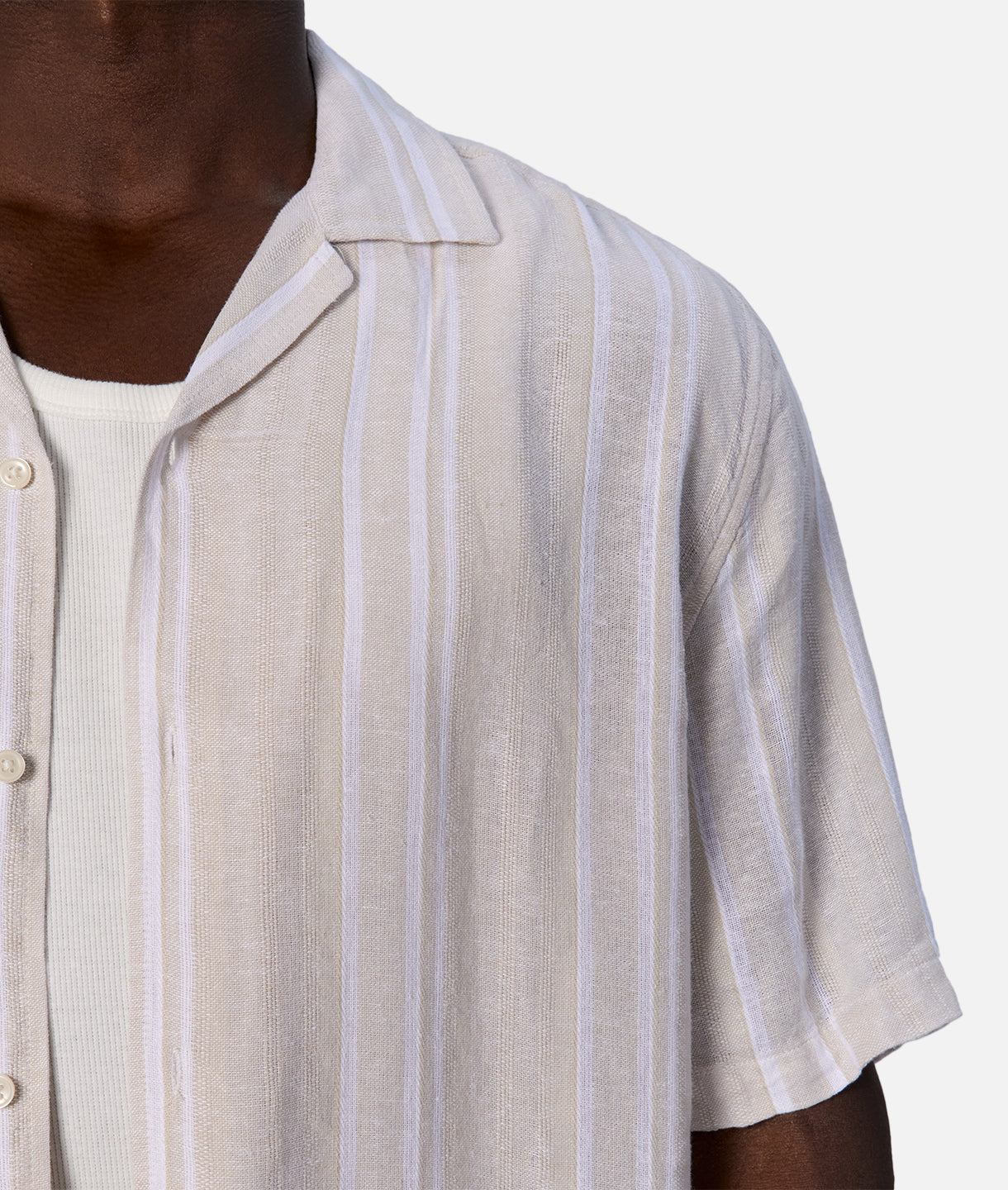 The Castino Short Sleeve Linen Shirt for Men - Breathable Summer Casual Shirt in Sand Ecru - Perfect for Beach Outings, Vacation Wear & Outdoor Activities