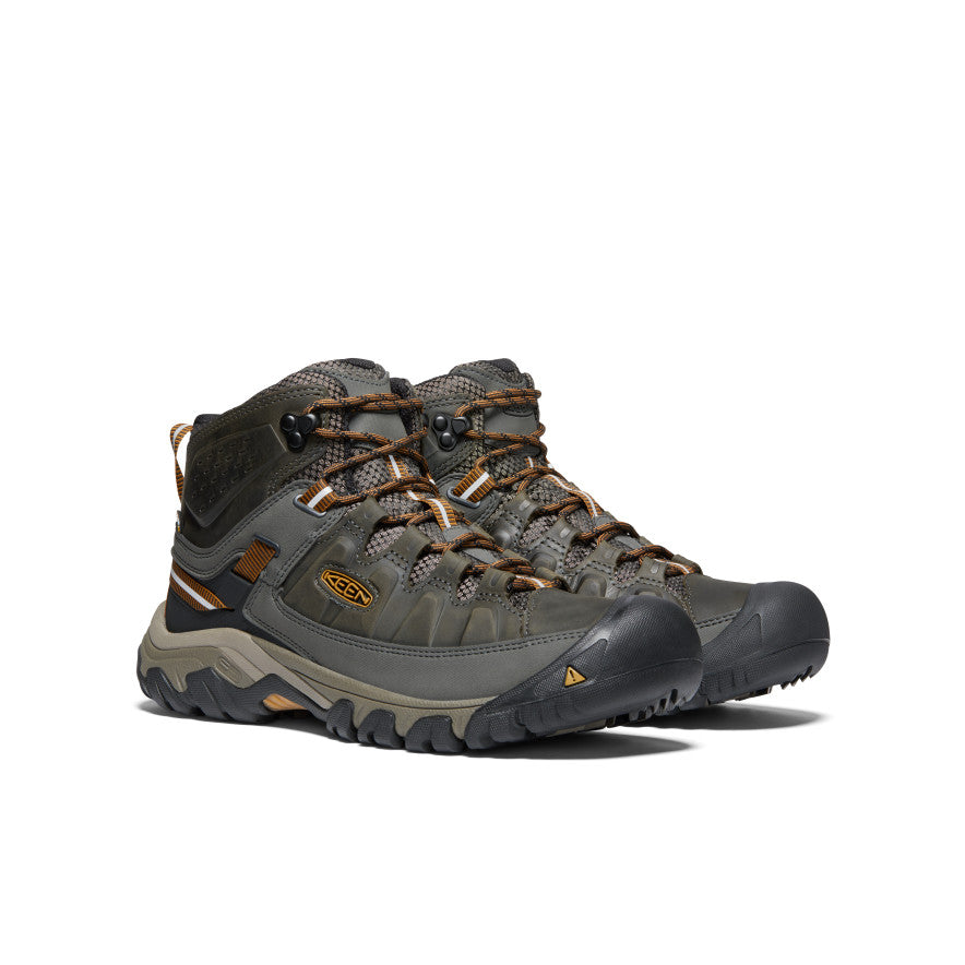 Men's KEEN Targhee III Waterproof Hiking Boots - Black Olive/Golden Brown | Mid-Cut Ankle Support | All-Terrain Traction | Ideal for Hiking, Backpacking & Outdoor Adventures