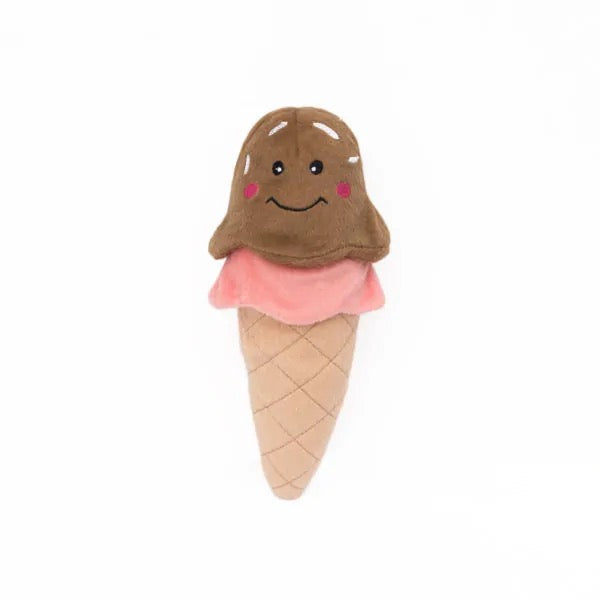 ZippyPaws NomNomz Squeaky Plush Ice Cream Dog Toy - Interactive Chew Toy with Crinkle Sound for Puppies & Small Dogs - Perfect for Fetch, Training & Cuddling Playtime