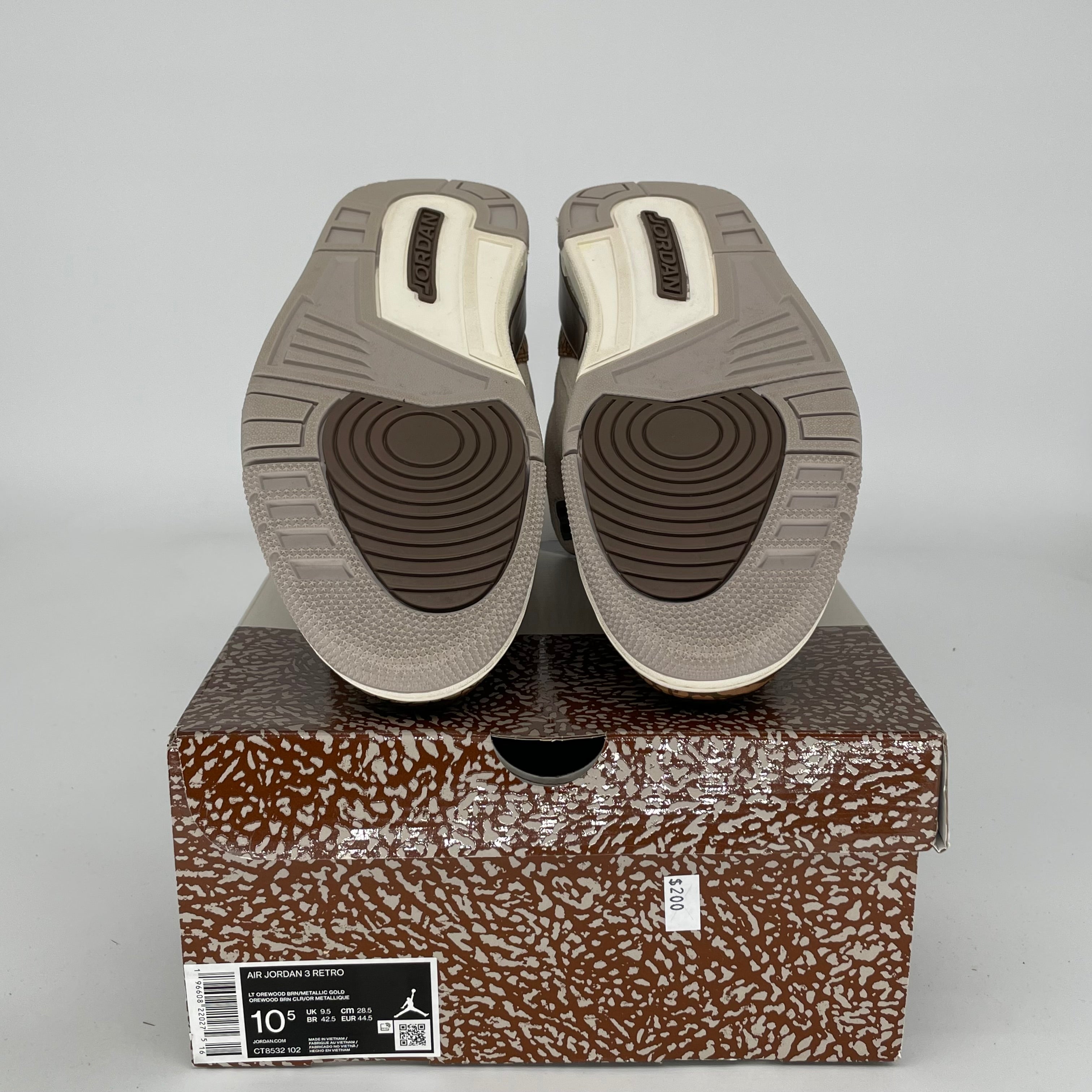 AIR JORDAN 3 PALOMINO Men's Sneakers Size 10.5 - CT8532-102 Retro Basketball Shoes for Men | Perfect for Streetwear, Casual Outfits & Sneaker Collectors