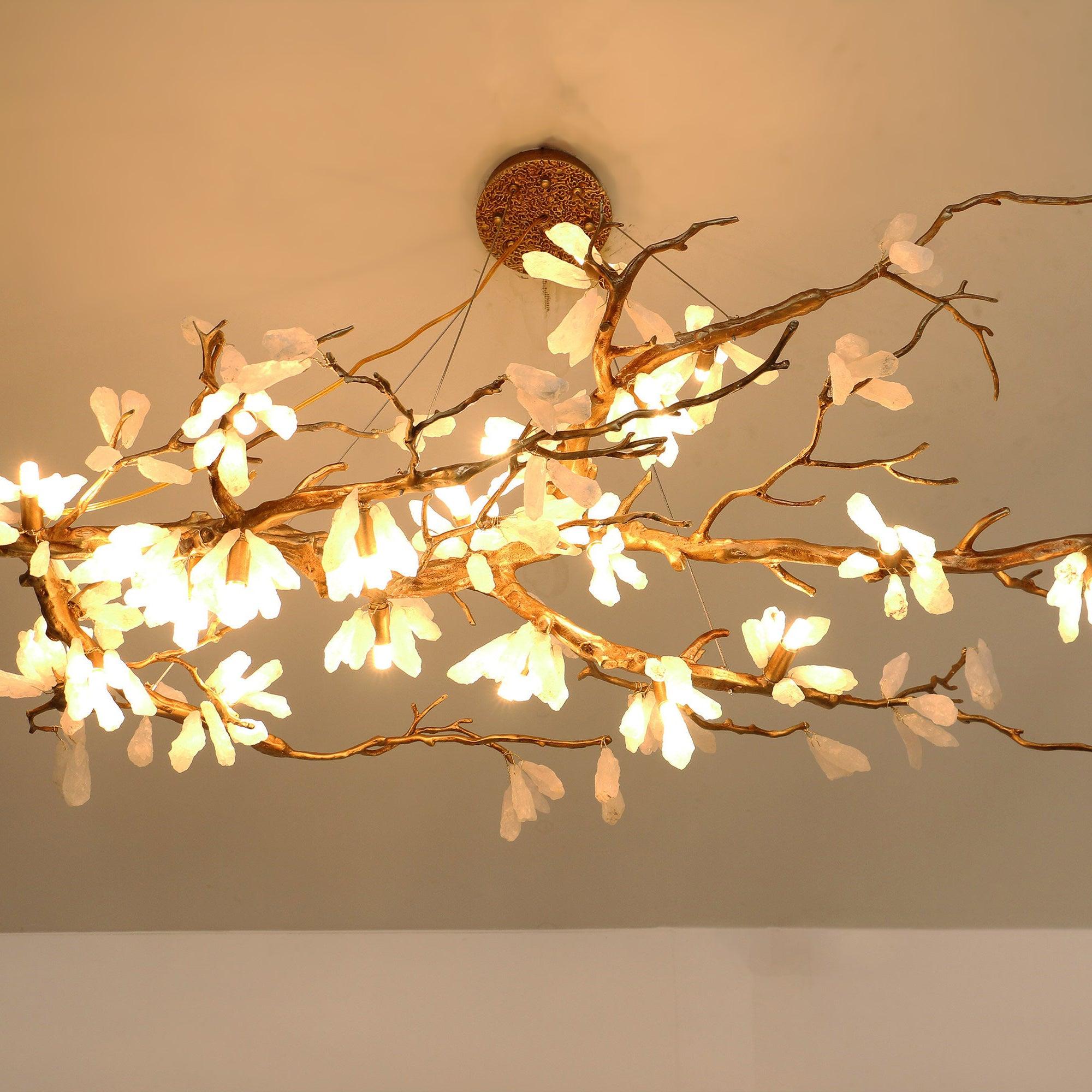 Handmade Crushed Natural Stone Chandelier - Elegant Bohemian Ceiling Light Fixture for Living Room, Bedroom & Dining Room Decor