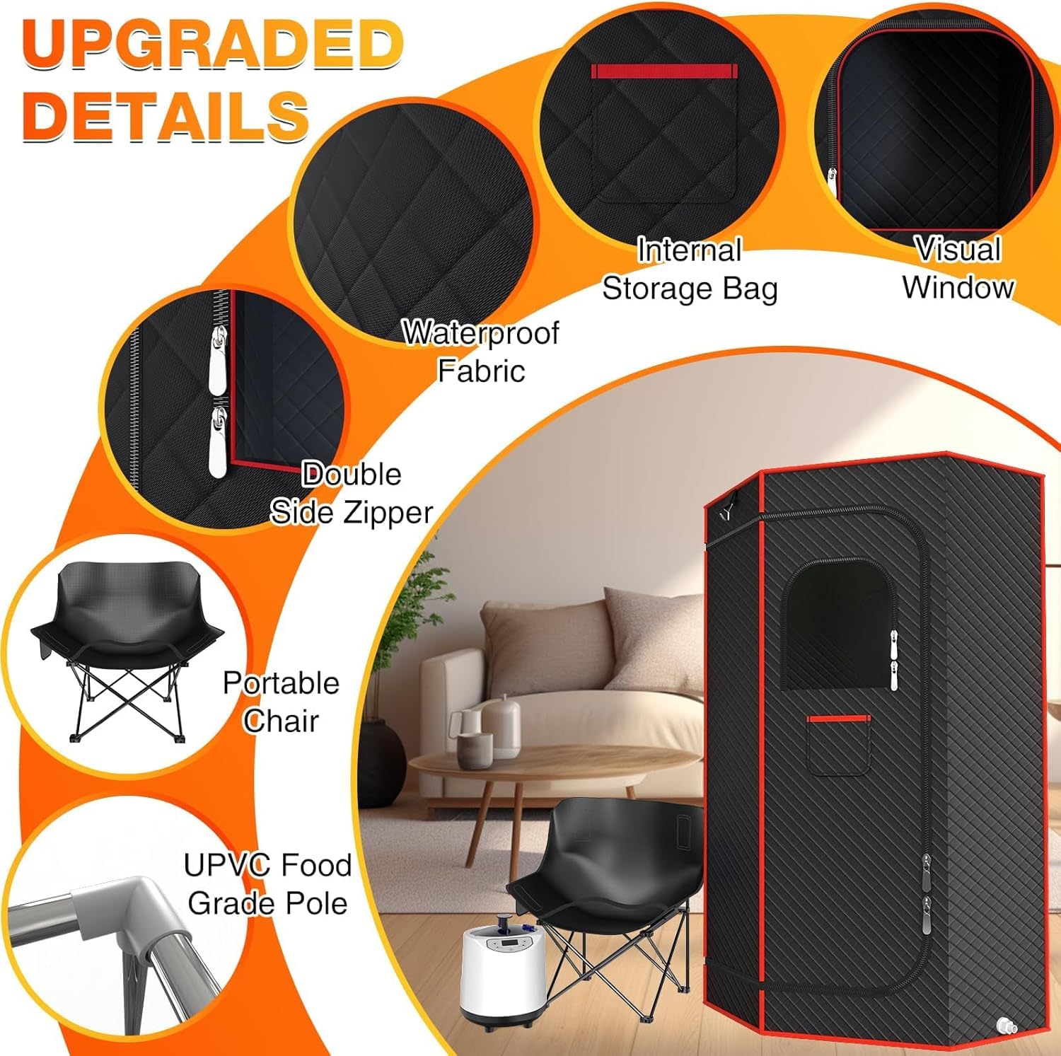 AgiiMan Portable Sauna Box - 2.6L Full-Body Steam Sauna Tent with Remote Control & Chair for Home Use | Detox, Relaxation & Weight Loss at Home