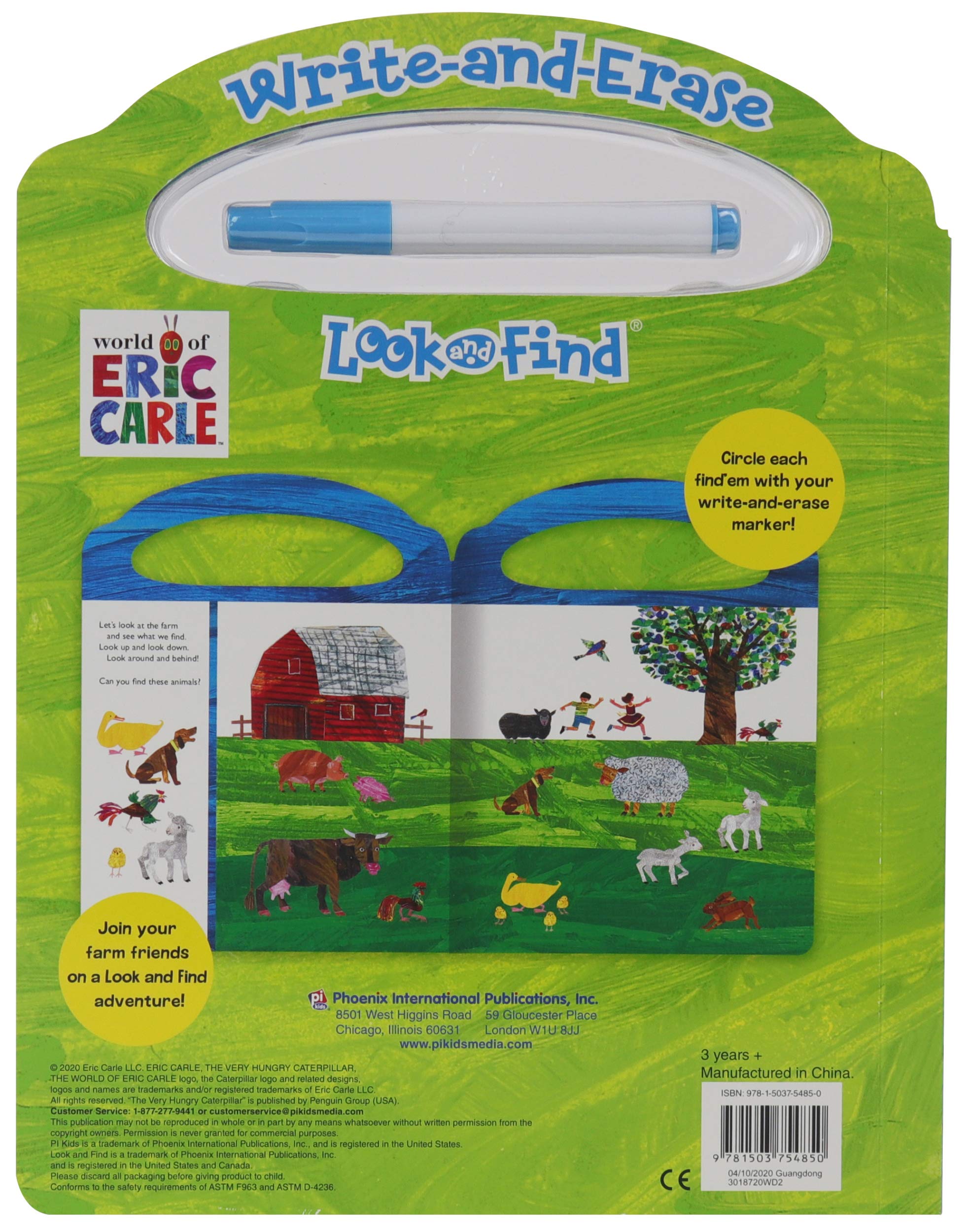 World of Eric Carle Write-and-Erase Look and Find Activity Book - Wipe Clean Learning Board for Kids - Reusable Preschool Learning Toy for Alphabet, Numbers & Shapes - Perfect for Travel & Classroom Use