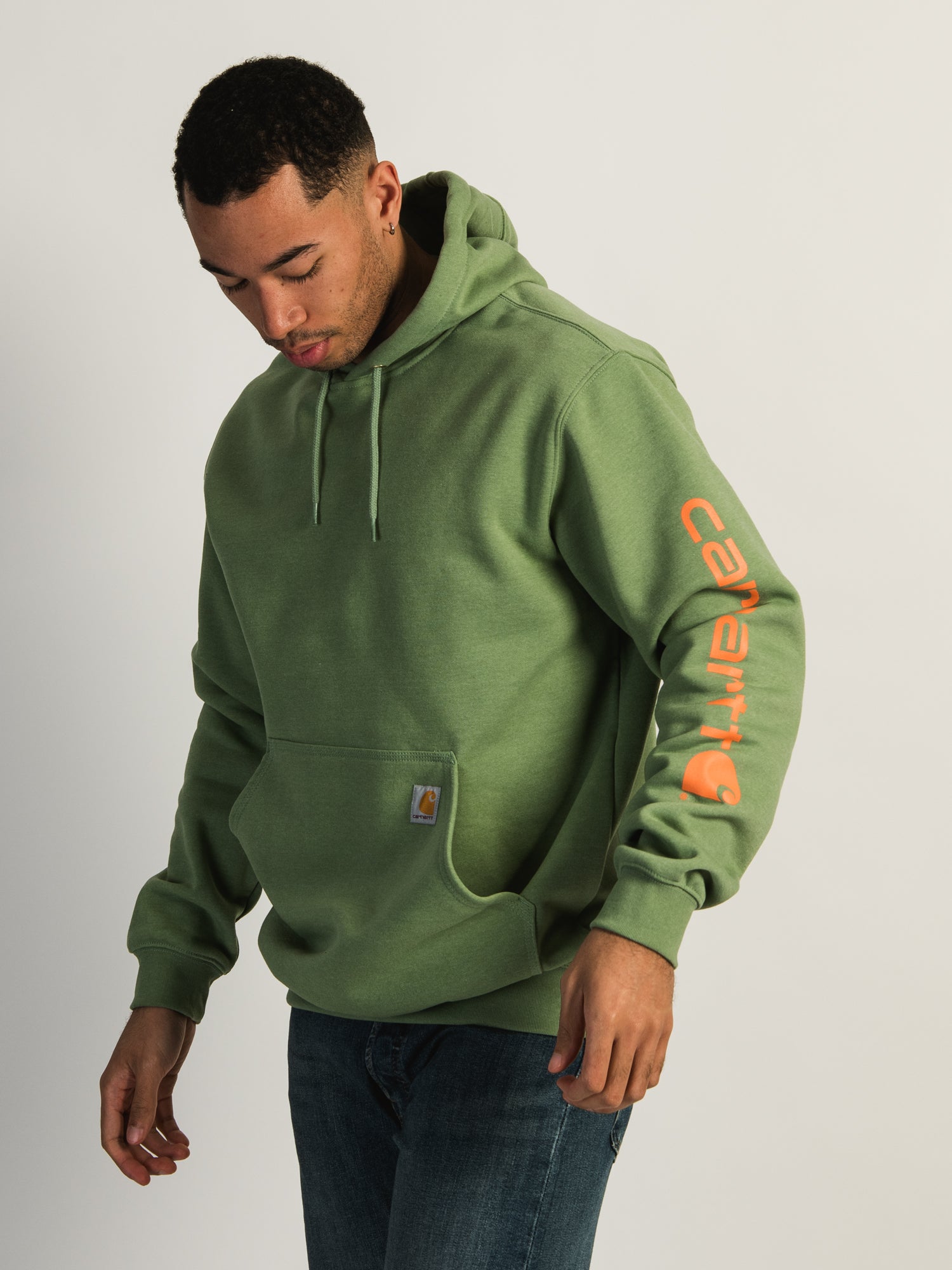 Carhartt Sleeve Pullover Hoodie for Men & Women - Warm Fleece-Lined Sweatshirt for Outdoor Work & Casual Wear