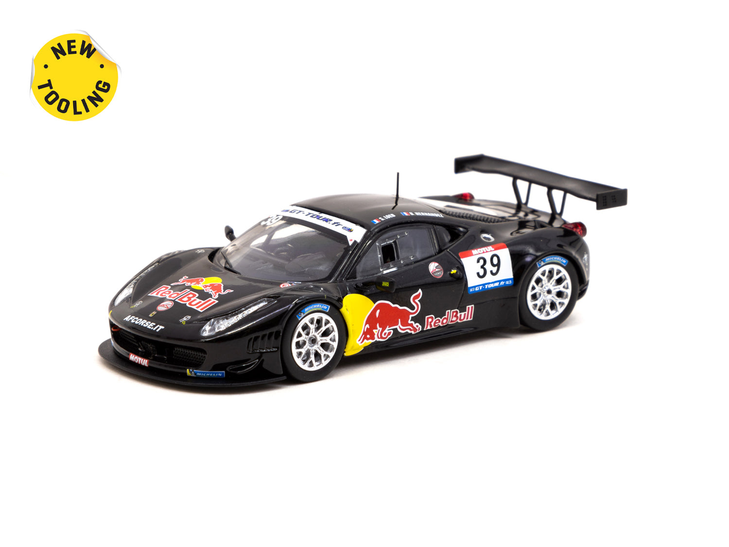 Tarmac Works X IXO Models 1/64 Scale Ferrari 458 Italia GT3 GT Tour 2011 #39 Diecast Car - Collectible Miniature Racing Model for Display & Hobby Enthusiasts