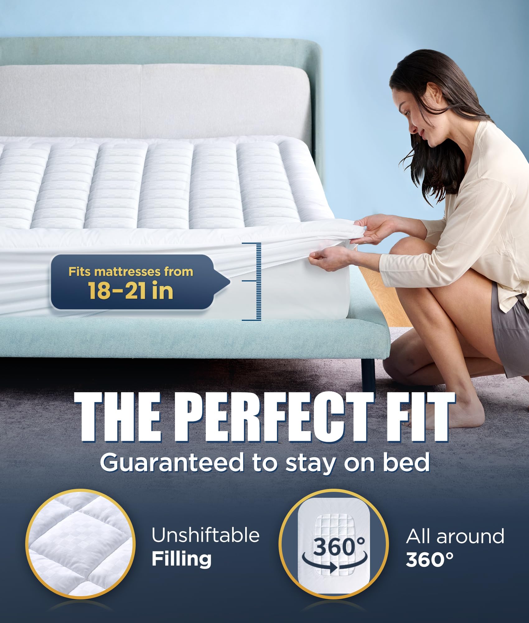 Memory Foam Mattress Pad Twin XL - Pressure Relieving Mattress Topper with Strong Support & Ultra Soft Comfort | Breathable Microfiber Protector, Noiseless Vinyl-Free Bed Cover | Fits 8-21'' Deep Pockets | Perfect for Back Pain Relief, Guest Beds & Dorm Room Comfort