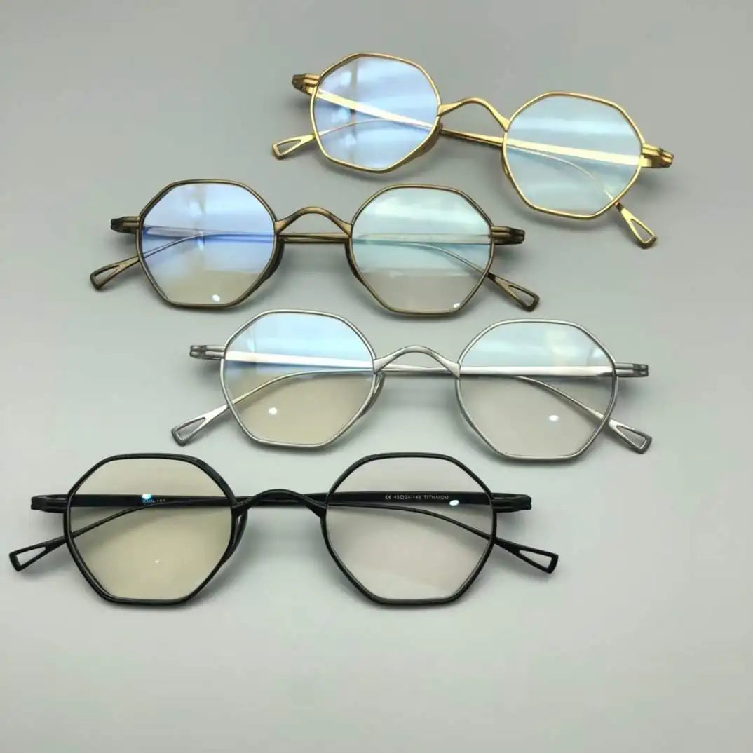 Aimee Unisex Full Rim Small Hexagon Titanium Eyeglasses 112152 - Lightweight & Durable Frame for Men & Women - Perfect for Reading, Work & Fashion Accessories