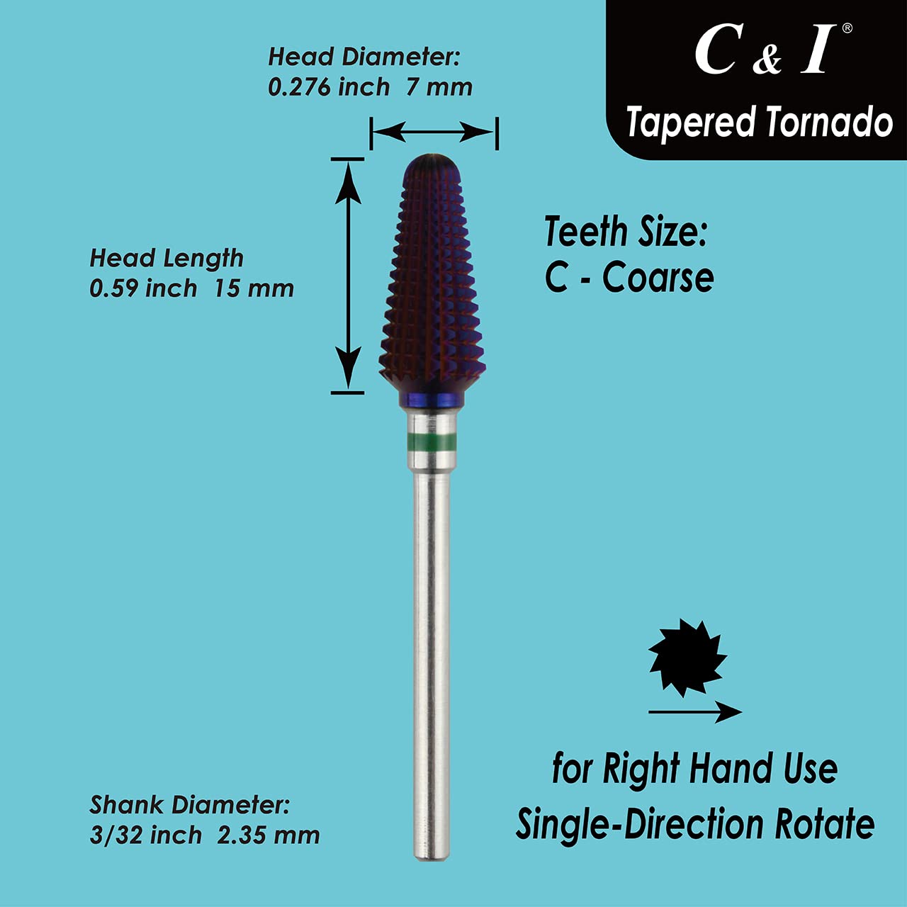 Purple Coated Tapered Tornado & Texas Tornado Nail Drill Bits for Professional Nail Drill Machine - Perfect for Acrylic Nails, Gel Extensions & Nail Art (Set of 2)