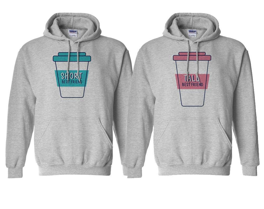 Short Tall Coffee Best Friend BFF Matching Unisex Hoodie Sweatshirt for Couples, Friends & Family Outfits