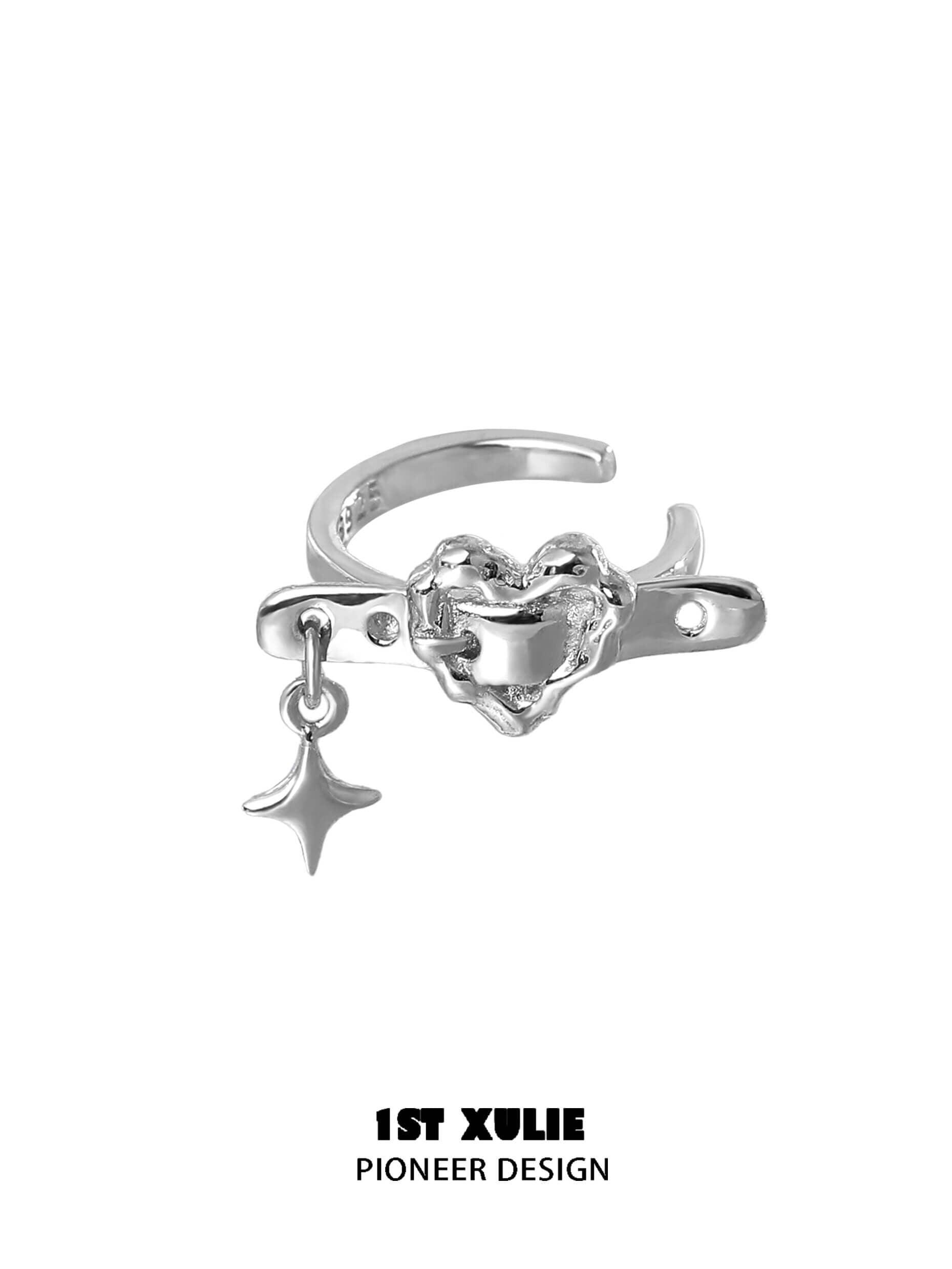 Star Trails S925 Sterling Silver Skeleton Heart Ear Clips for Women - Dainty Openwork Heart Stud Earrings for Valentine's Day, Anniversary Gifts & Everyday Wear