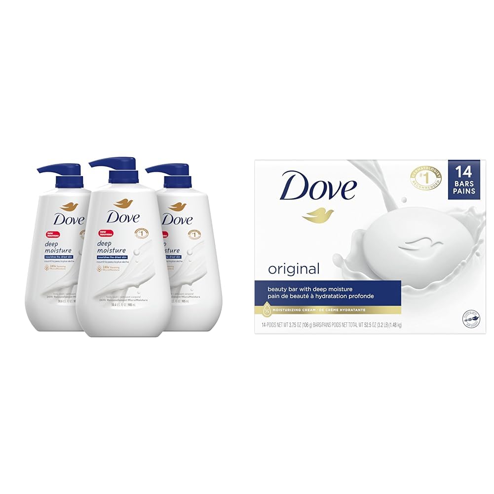 Dove Deep Moisture Body Wash with Pump - Hydrating Skin Cleanser for Dry Skin, 24hr Renewing Moisture, 1/4 Moisturizing Cream, 3.75 oz - Gentle Soft Skin Care for Daily Shower & Bath Routine