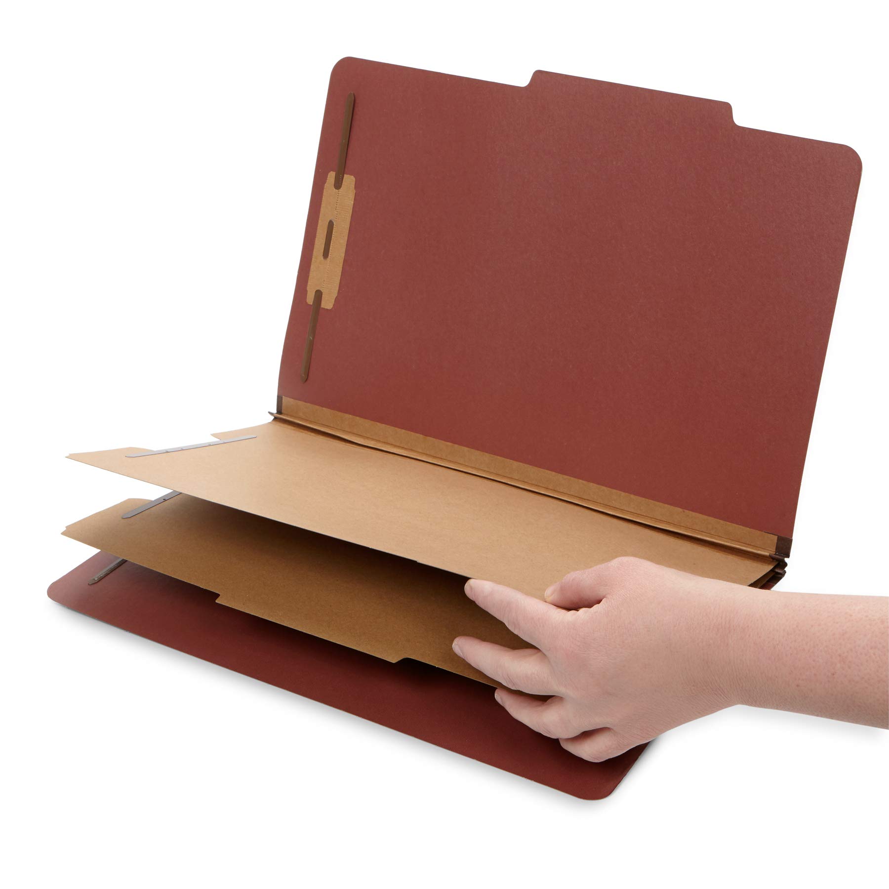 30 Legal Size Classification Folders with 2 Divider Pockets - 2 Inch Tyvek Expansion, Durable 2-Prong Fastener for Organizing Law Client Files & Office Documents - Red Brick - Perfect for Law Firms, Corporate Offices, and Document Management Systems