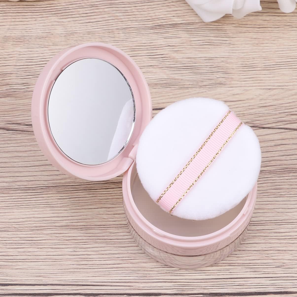 Refillable Empty Loose Powder Container with Puff - Plastic Cosmetic Compact Case with Sifter for Face Powder (Pink) | Perfect for Travel, Makeup Touch-Ups & Professional Makeup Artists