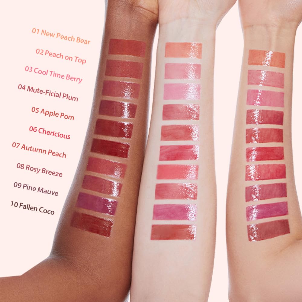MILKTOUCH Jelly Lip Glow Tint - Hydrating Lip Gloss with Long-Lasting Moisture, Lip Stain, Lightweight & Non-Sticky, Radiant Shine, Korean Lip Oil (01 New Peach Bear) | Perfect for Daily Wear, Date Night, Valentines Gifts & Makeup Collection