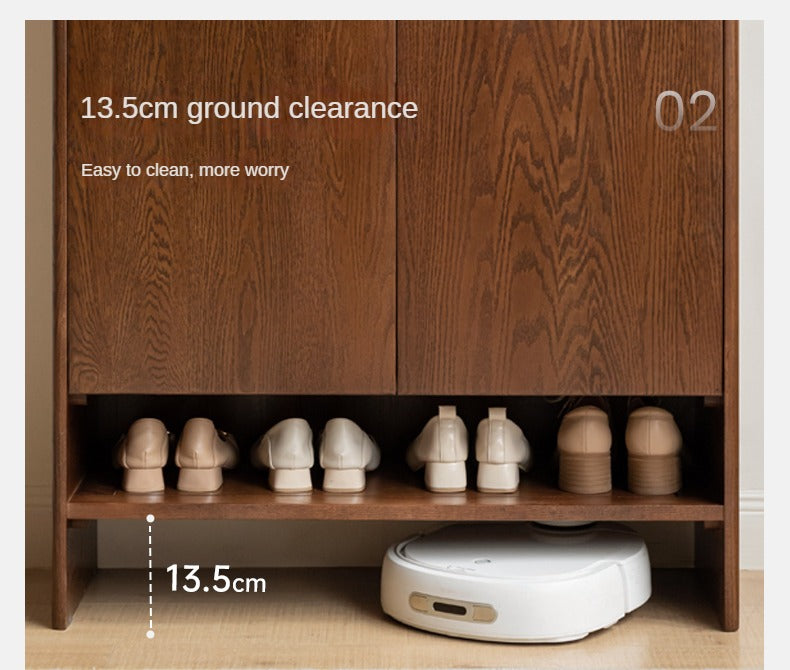 Solid Oak Wood Shoe Storage Cabinet - Rustic Entryway Organizer for Shoes, Boots & Accessories | Perfect for Hallway, Mudroom & Closet Organization