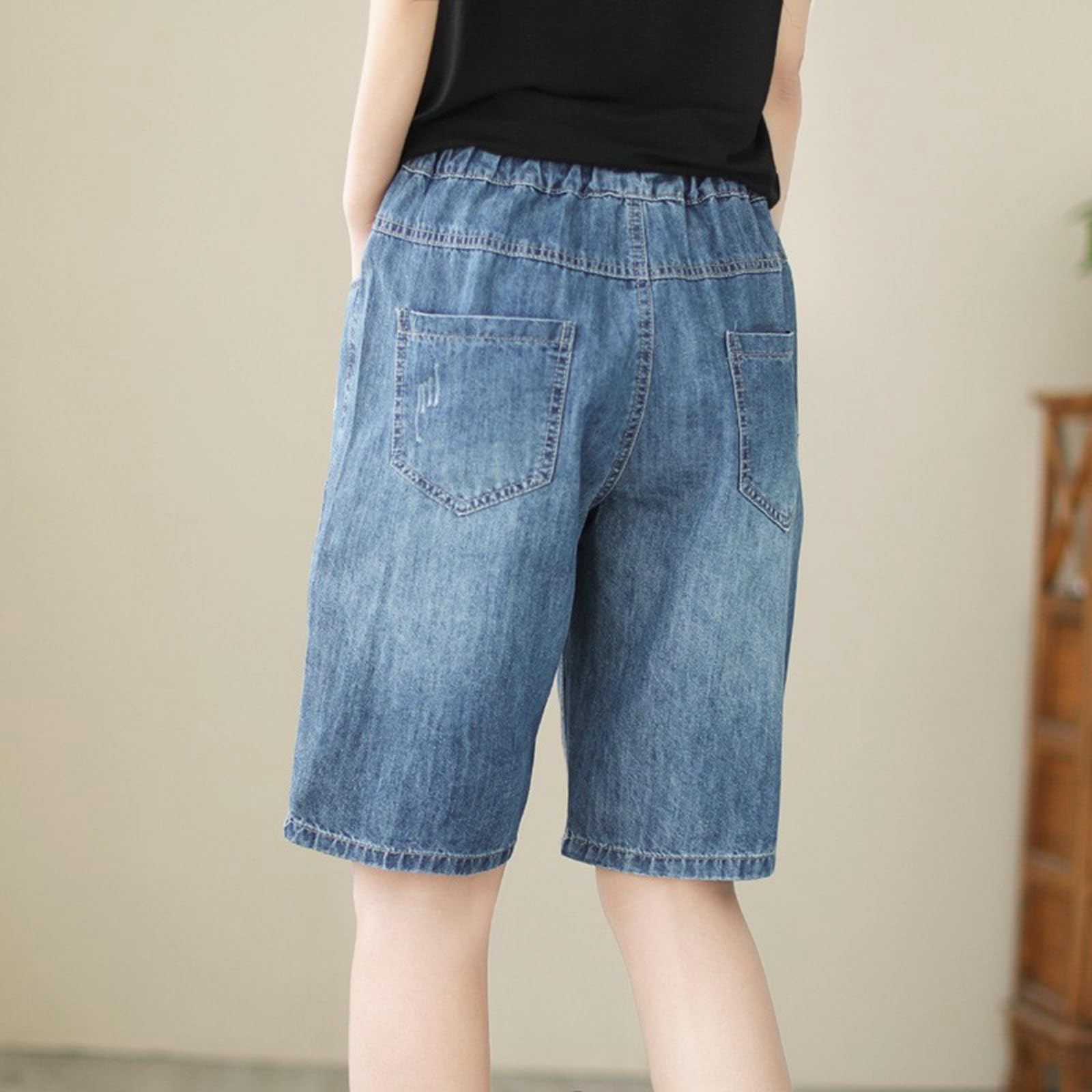 Women's Relaxed Fit Jean Shorts - High Rise Boyfriend Denim Shorts with Embroidered Details | Y2K Retro Style for Summer 2024 | Perfect for Casual Outings, Beach Trips & Music Festivals