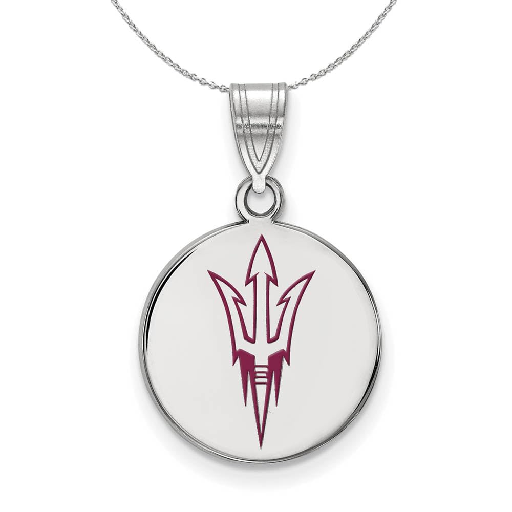 Arizona State Sterling Silver Enamel Pendant Necklace for Gifts & Travel
