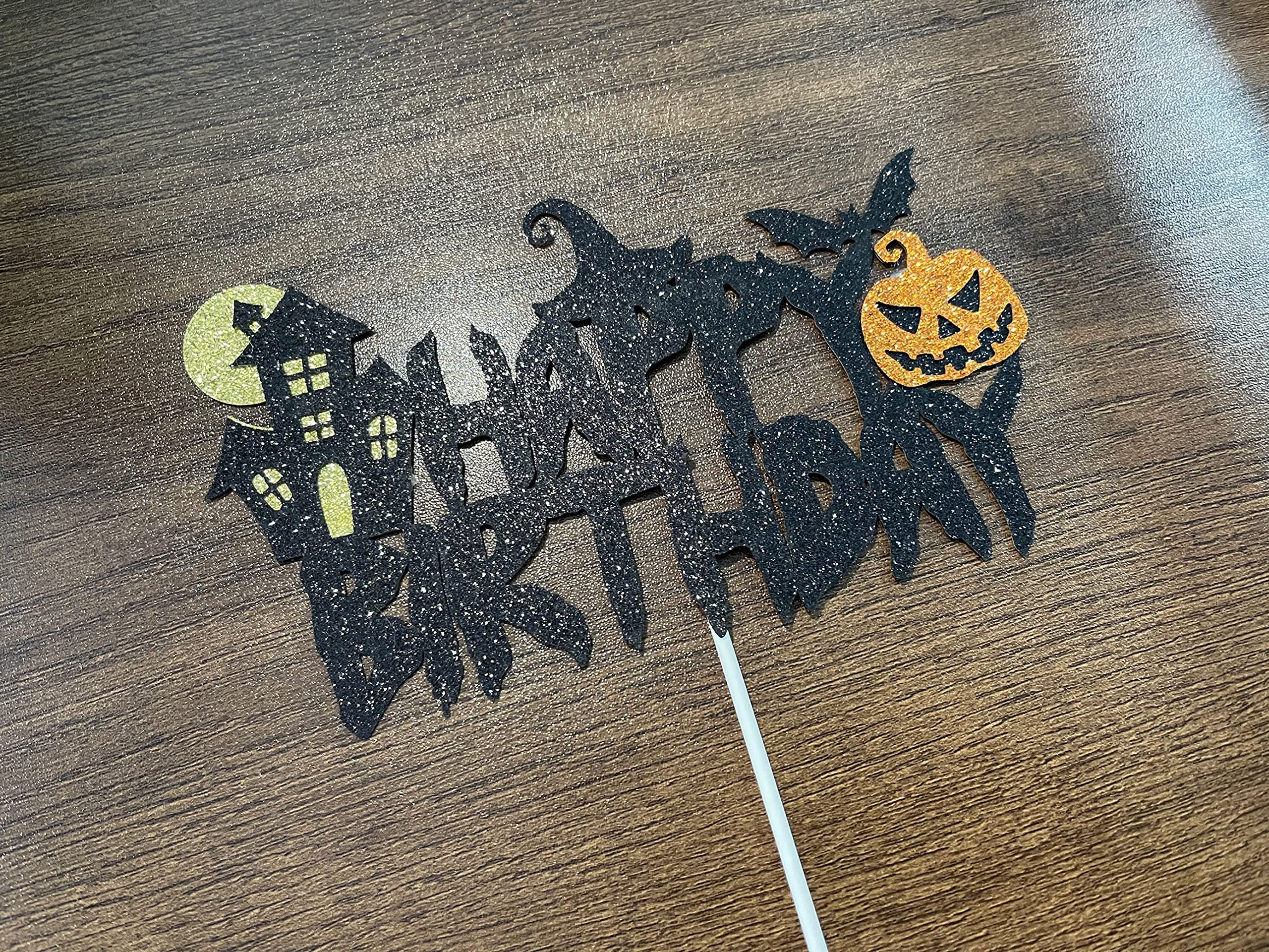 Halloween Birthday Cake Topper - Black Wizard & Pumpkin Design for Halloween & Birthday Party Cake Decorations | Perfect for Halloween Wizard Themed Parties, Pumpkin Birthday Cakes, and Spooky Celebrations