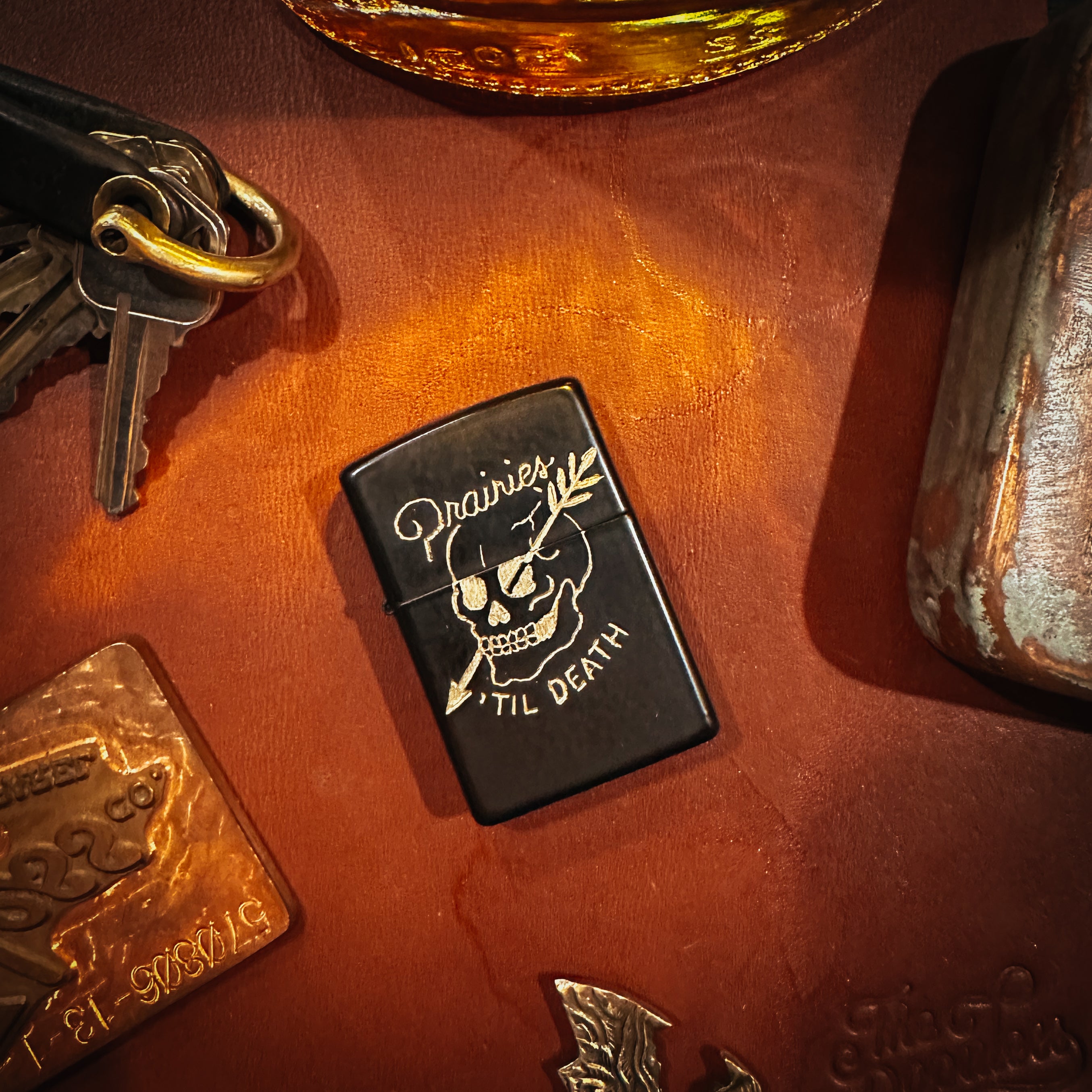 BROOKHAYL x POPULESS Limited Edition Hand Engraved Zippo Lighter 003 Black Matte - Perfect for Collectors, Gifts & Outdoor Adventures