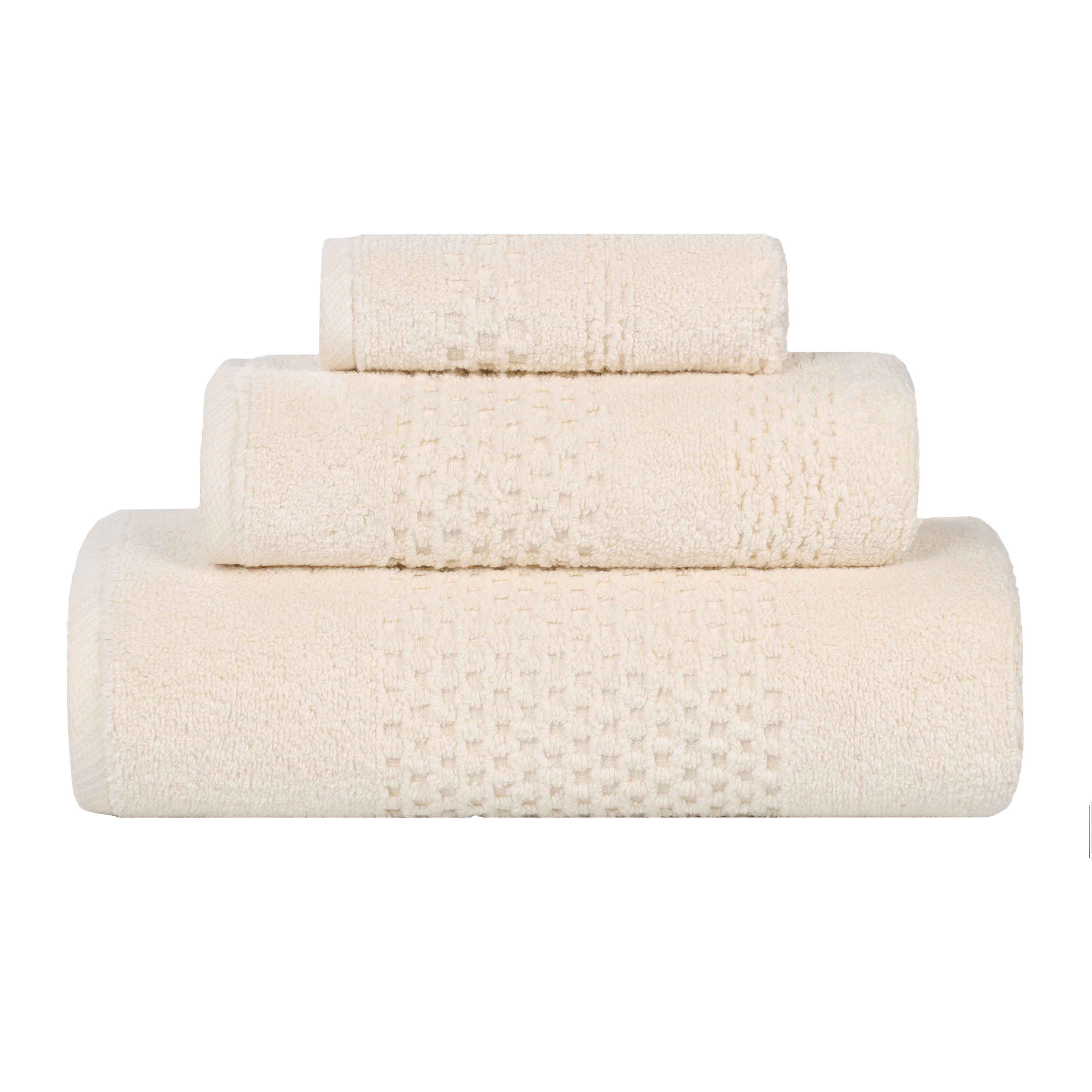 Playa Zero Twist Cotton Solid Waffle Textured 3 Piece Towel Set | Soft & Absorbent Bath Towels for Spa, Beach & Home Use