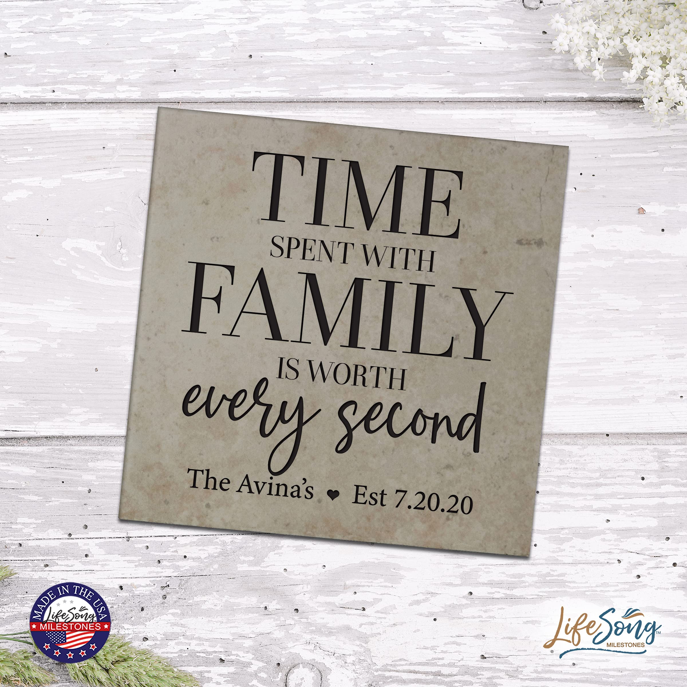 LifeSong Milestones Personalized Ceramic Trivets - Heat Resistant Kitchen Decor for Table Insulation, Home & Office Use - 5.75x5.75 Inch Family Keepsake (Perfect for Dining, Entertaining & Protecting Surfaces from Hot Dishes)