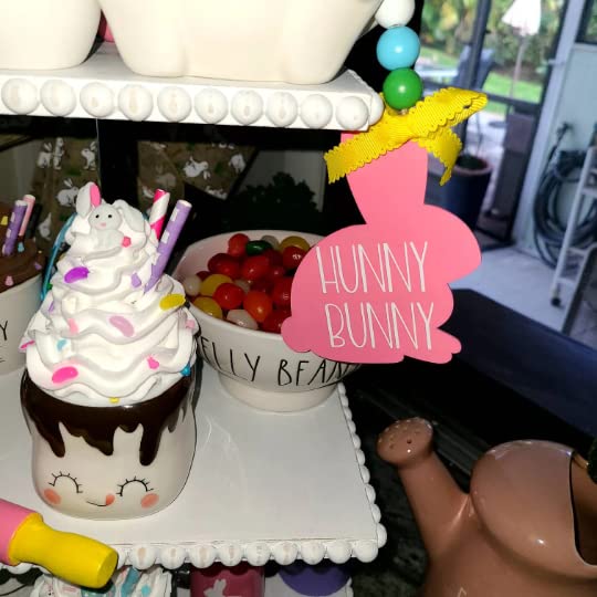 Easter Mini Mug Topper - Marshmallow Mug Decor with Fake Whipped Cream, Jelly Beans & Bunny - Perfect for Easter Tiered Trays, Spring Home Decor, Party Table Centerpieces & Holiday Gift Ideas