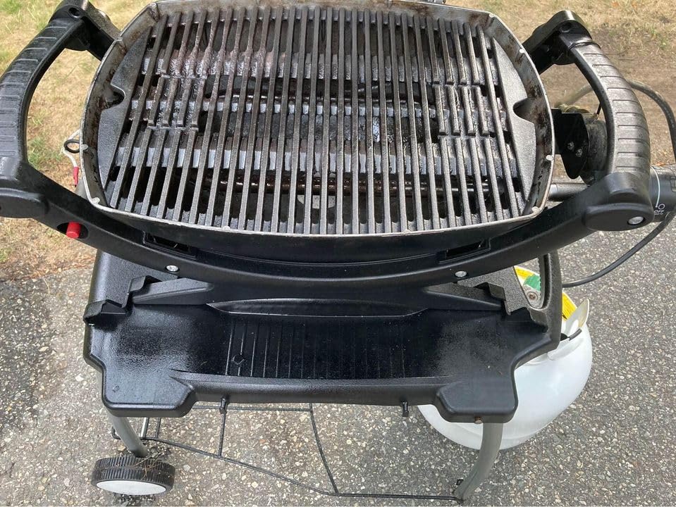 SafBbcue 7644/7582 Cast Iron Cooking Grates & 60040 Grill Burner Tube Kit - Compatible with Weber Q1200, Q100, Q120, Q1000, 50060001, 386001, 86002, 516001 Grills - Replacement Grids & Grates for Baby Q Gas Grill (17 Inch) - Perfect for Outdoor BBQ, Camping, and Backyard Cooking