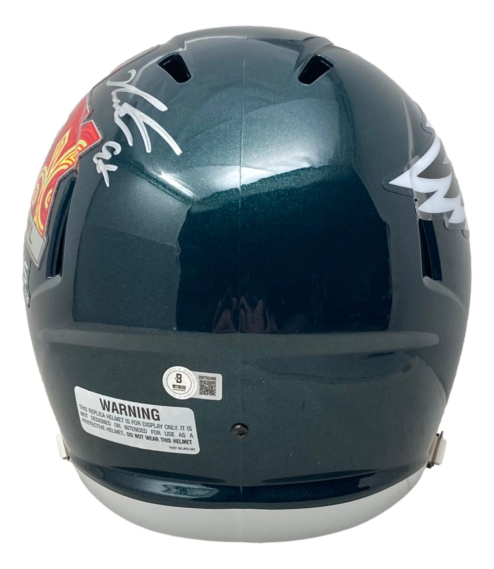 Jalen Carter Autographed Philadelphia Eagles Football Helmet - Super Bowl 59 Replica with Certificate of Authenticity - Perfect for Eagles Fans, Sports Memorabilia Collectors, and Game Room Decor