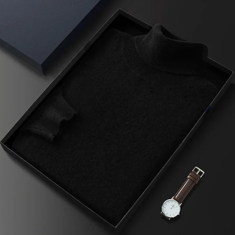 Premium 100% Cashmere Men's Turtleneck Sweater - Ultra Soft & Warm Winter Pullover - Roll Neck Knit Jumper for Men - Perfect for Office, Date Night & Cold Weather Layering