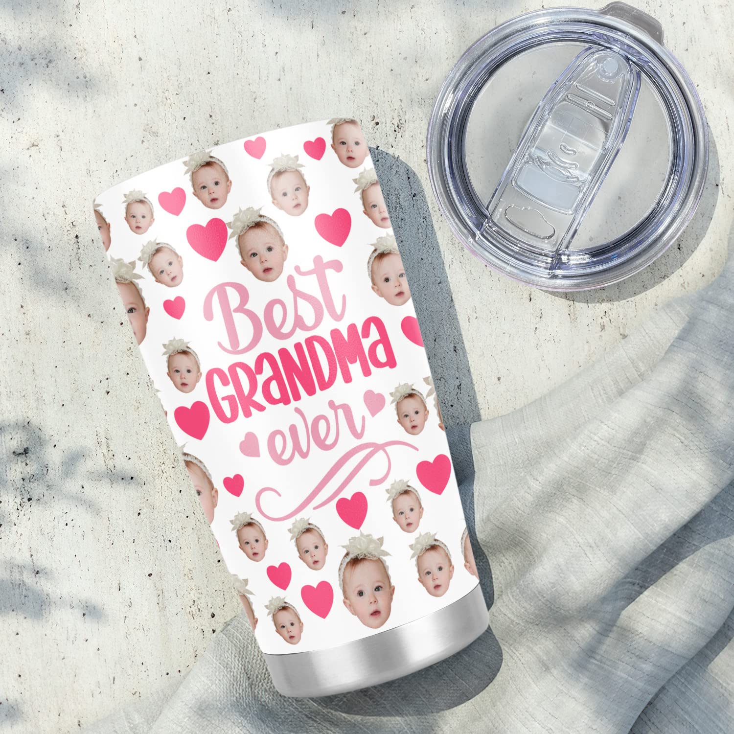 Personalized Custom 'First Time Grandma' Stainless Steel Tumbler - 20oz Insulated Travel Mug with 'Best Grandma Ever' Design - Perfect Christmas, Birthday & Mother's Day Gift for New Grandmas from Grandchildren - Ideal for Coffee, Tea & Hot/Cold Drinks at Home or On-the-Go