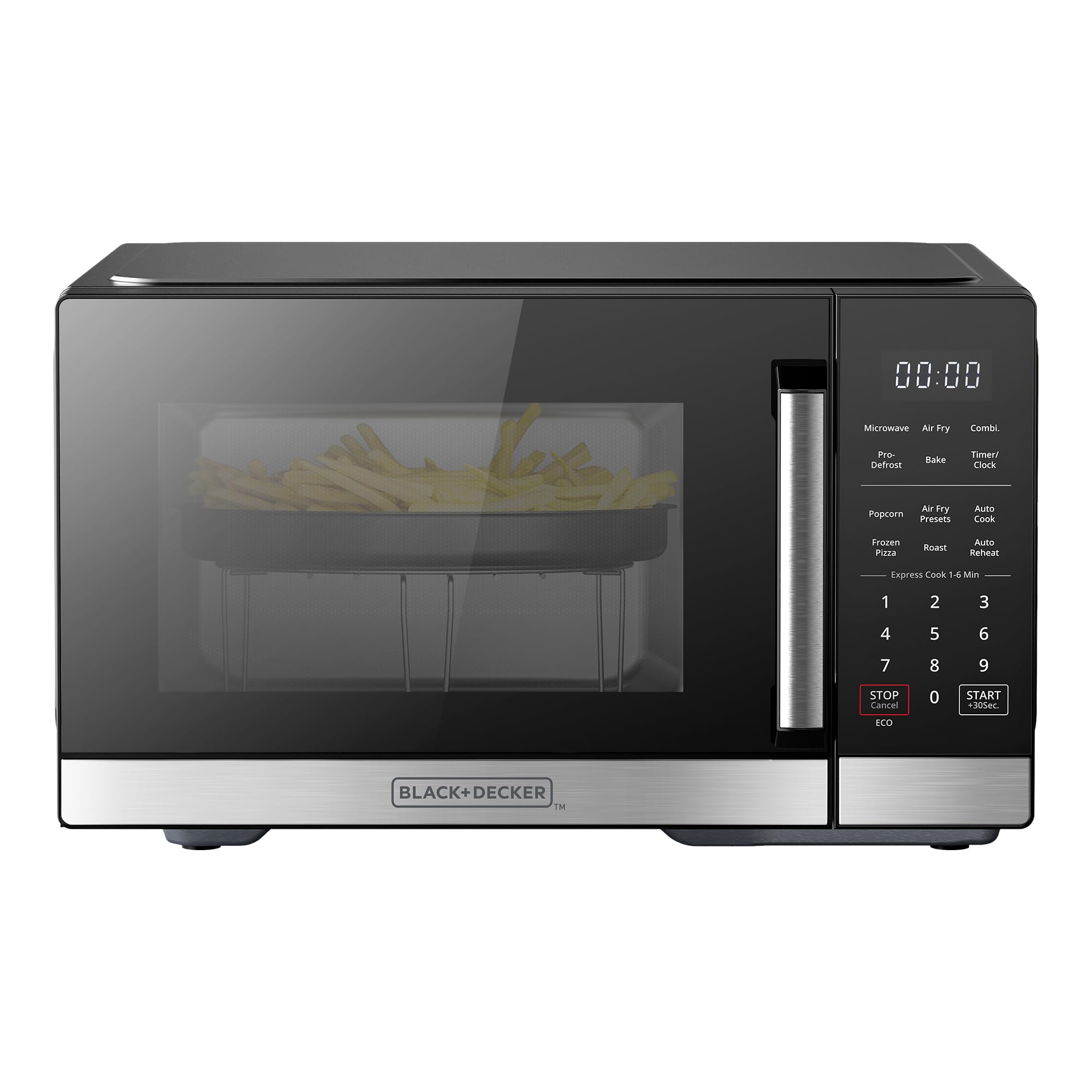 BLACK+DECKER 5-in-1 Countertop Microwave Oven with Air Fryer, Combi, Bake, Roast & Convection - 0.9 cu.ft 900W Stainless Steel Kitchen Appliance with Child Lock (ES9P032NA) - Perfect for Small Kitchens, Dorms & Apartments