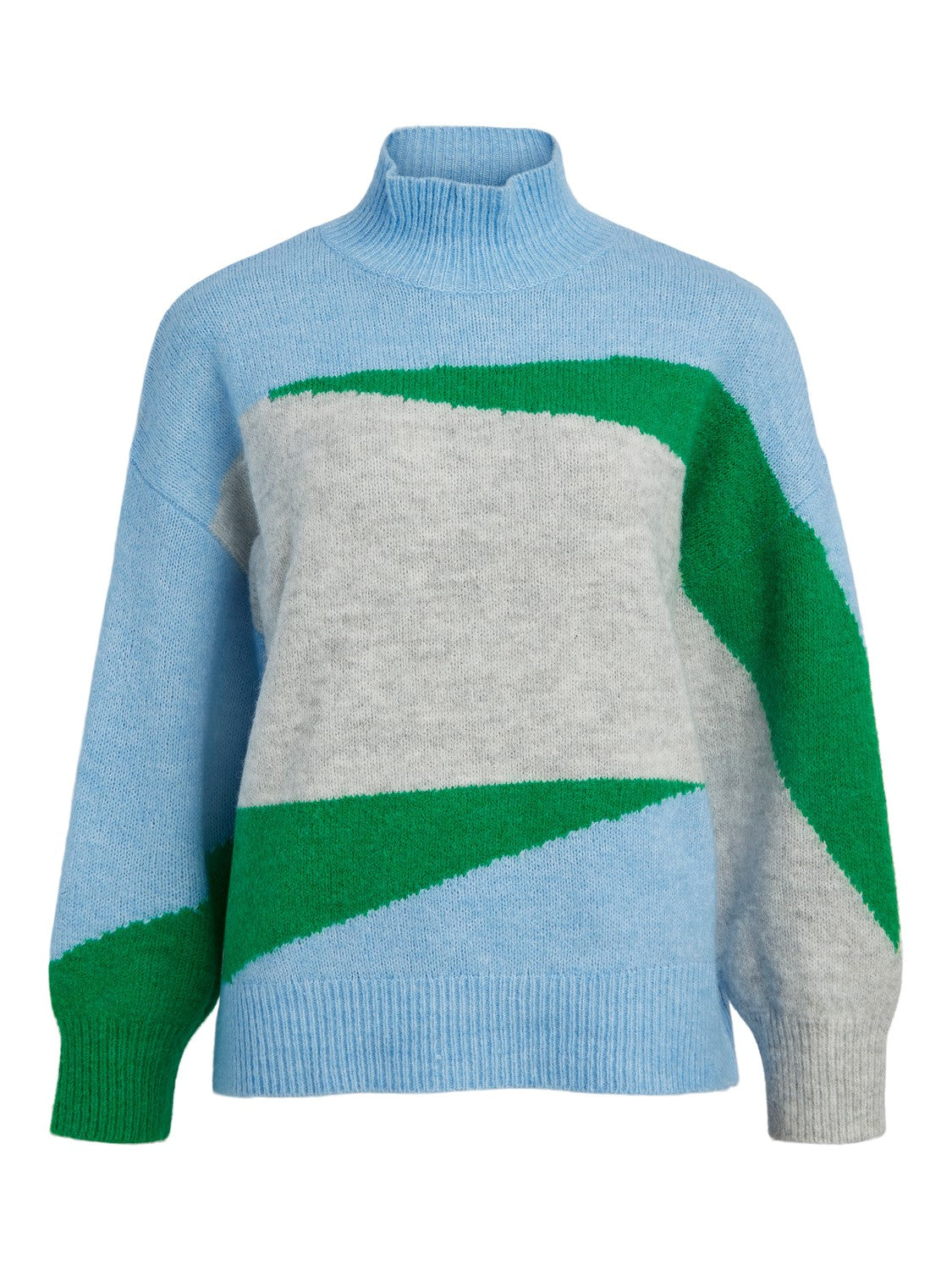 Geromin Jumper Sweater - Serenity Light Grey & Fern Green Knit Pullover for Women | Cozy Casual Wear for Fall & Winter | Perfect for Office, Dates & Weekend Outings