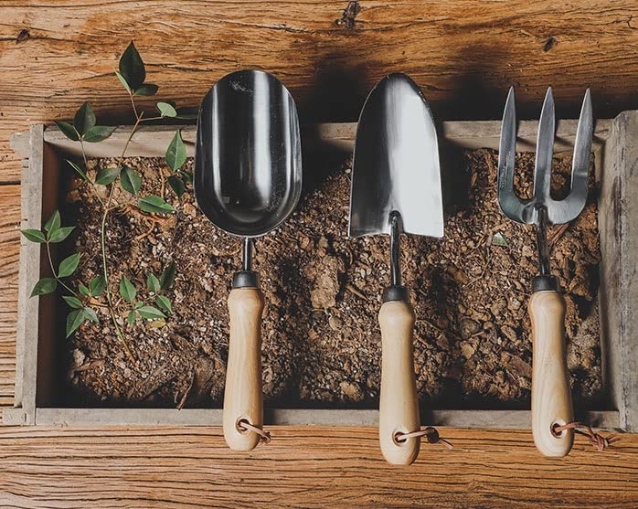 Premium 3-Piece Stainless Steel Heavy Duty Garden Tool Set with Ergonomic Wooden Handle - Durable Outdoor Planting Tools for Gardening, Landscaping & Yard Work - Perfect for Weeding, Digging & Soil Cultivation