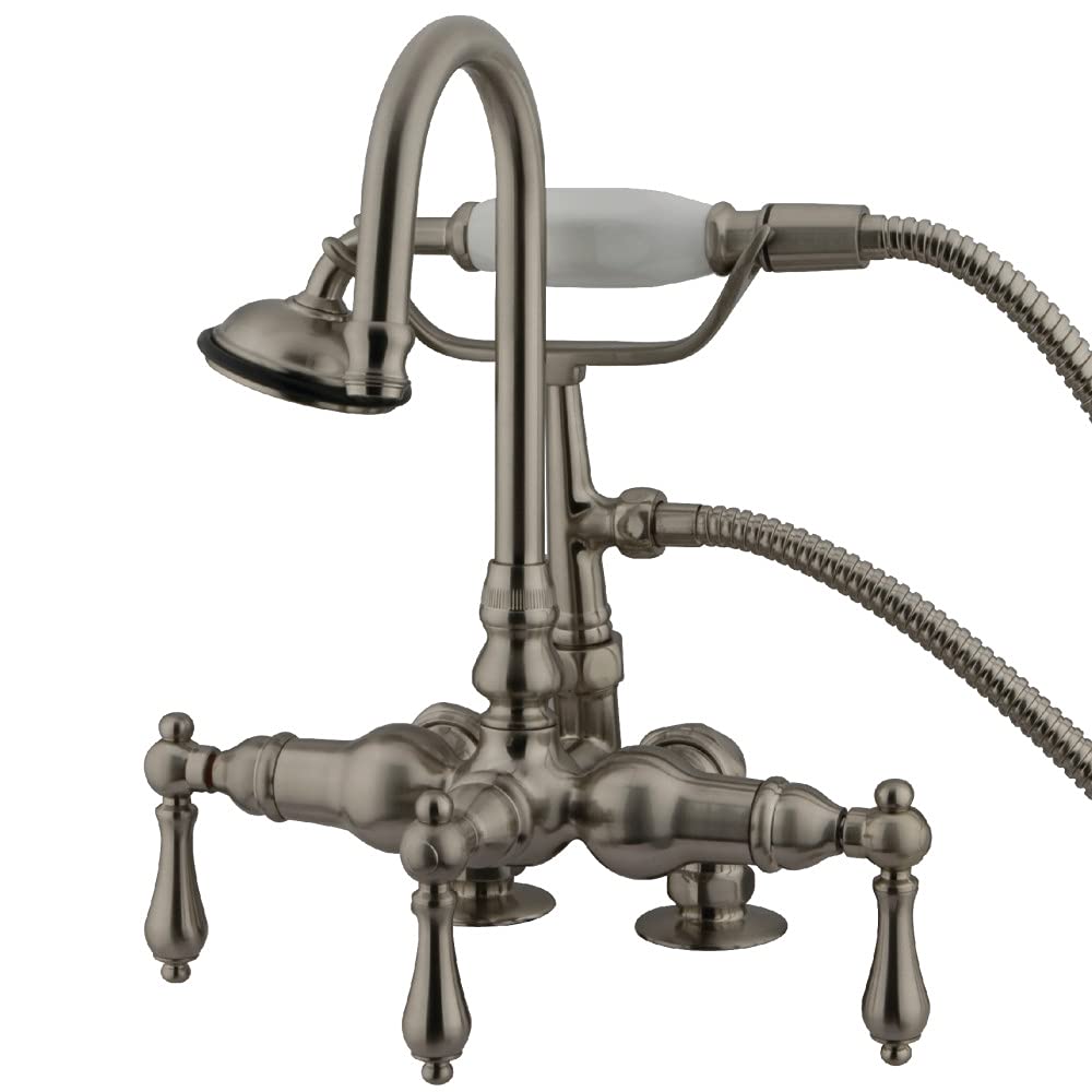 Kingston Brass CC13T8 Vintage Clawfoot Tub Faucet - 3-3/8-Inch Center, Brushed Nickel Finish - Perfect for Antique Bathroom Renovations & Victorian Style Decor