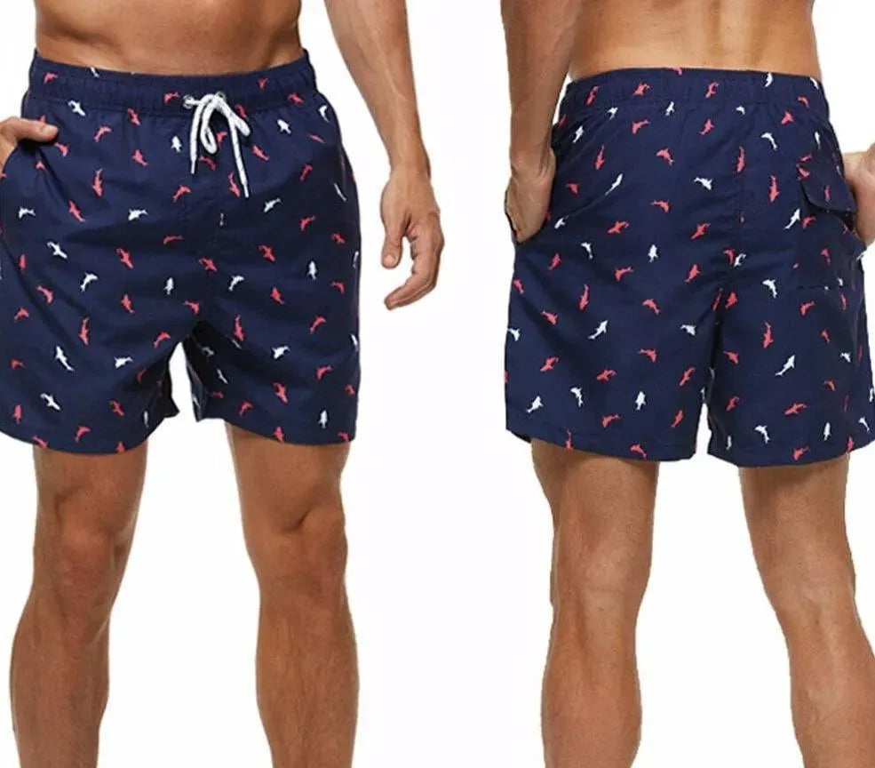 **Men's Hawaiian Beach Shorts - Quick-Dry Swim Trunks for Summer Vacation & Pool Party**