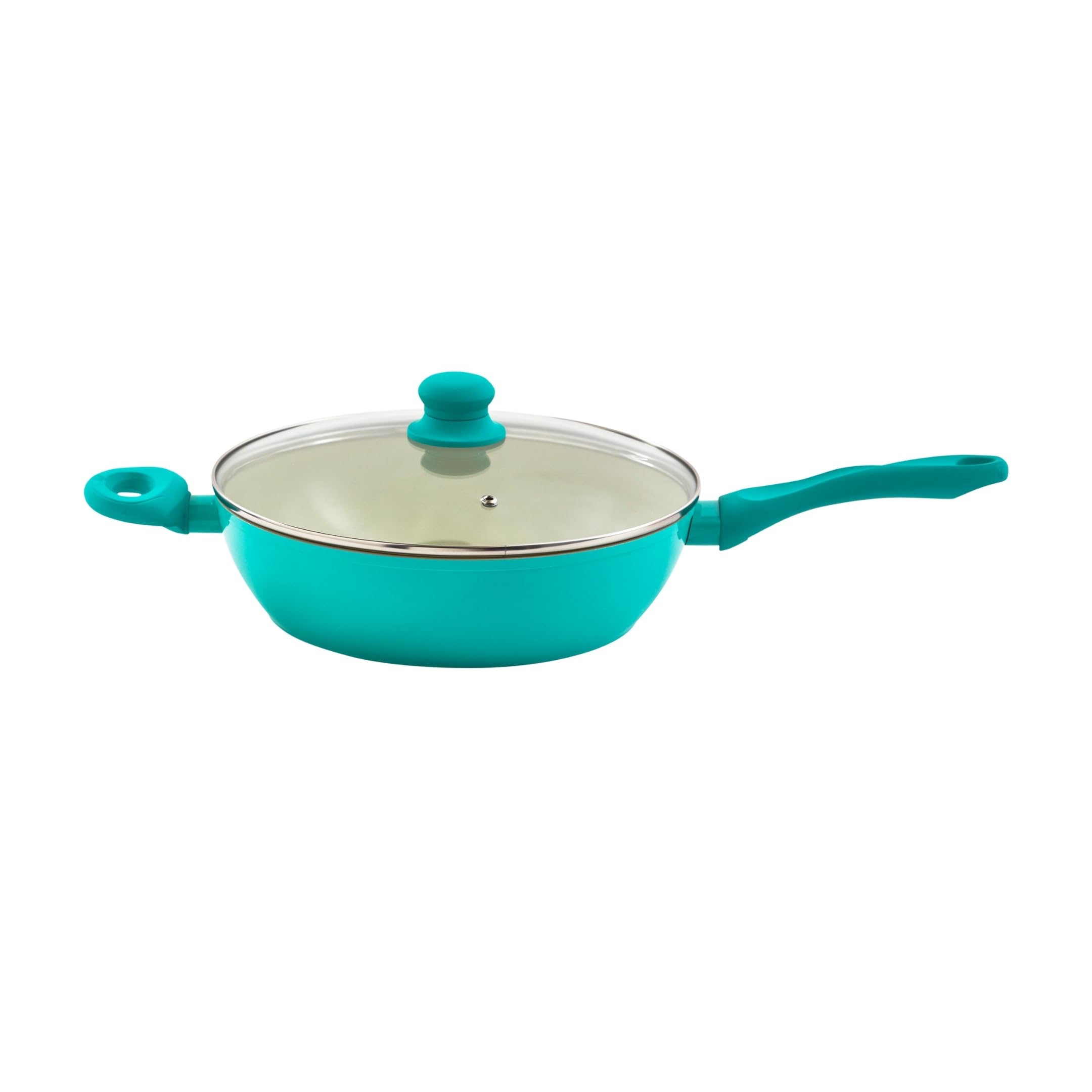 IMUSA USA 4-Quart Teal Forged Jumbo Cooker with Ceramic Nonstick Coating - Perfect for Family Dinners, Meal Prep & Camping Cooking