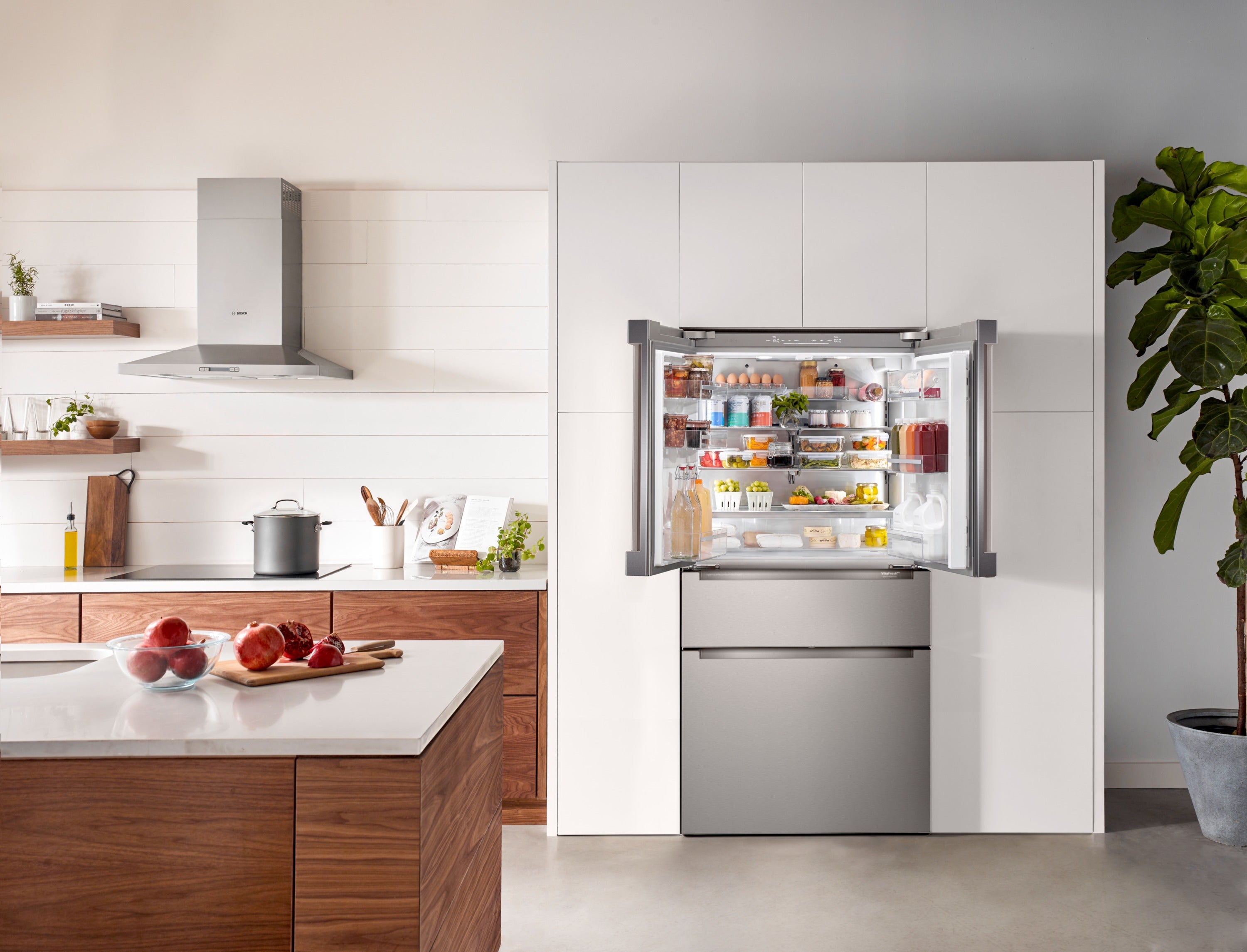 Bosch 800 Series 36-Inch Counter Depth 4-Door Refrigerator with Recessed Handle - Stainless Steel B36CL80ENS - Perfect for Modern Kitchens & Open Floor Plans