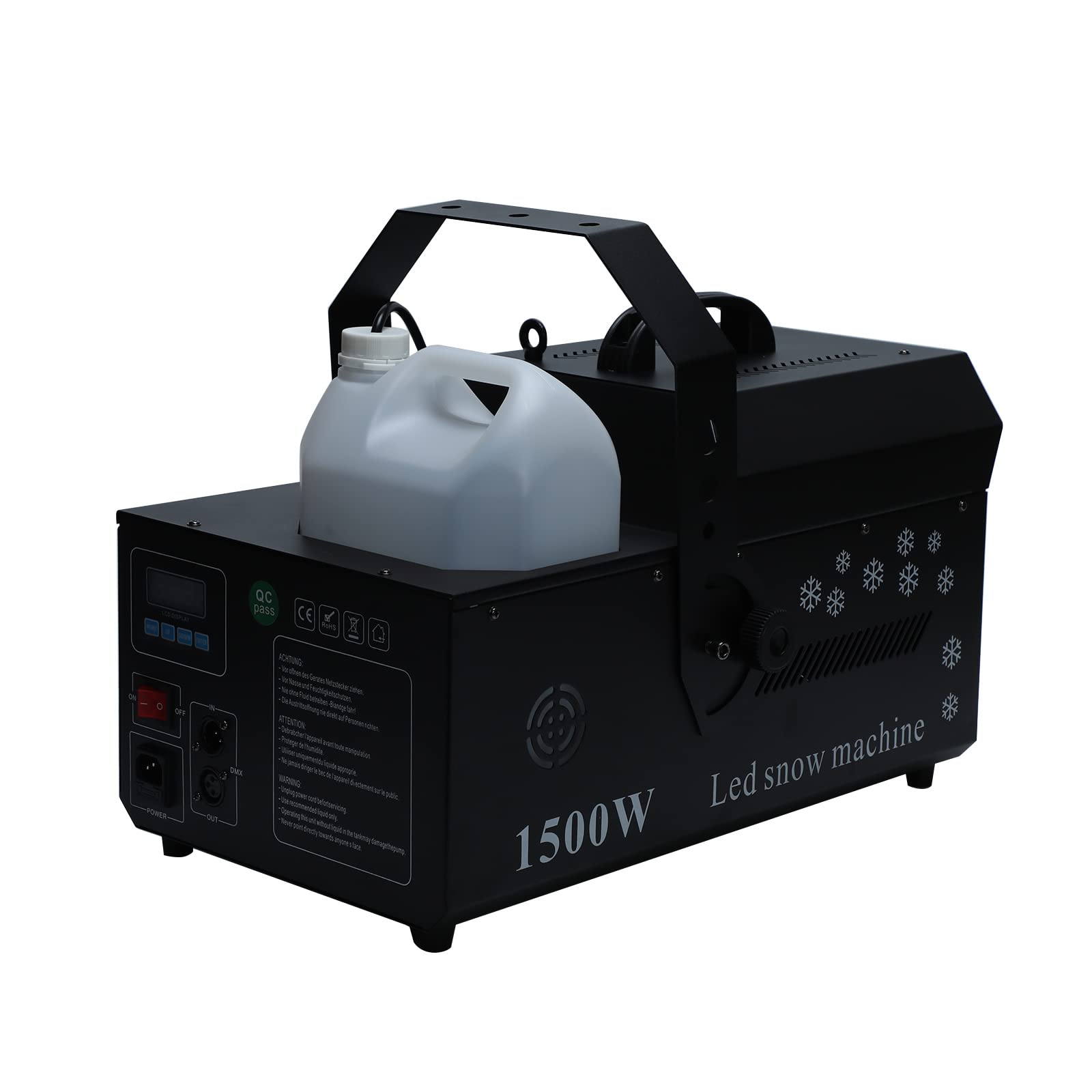 1500W DMX Stage Snow Machine with Remote Control - LED RGB Wireless Artificial Snow Maker for DJ Parties, Holidays & Events | Perfect for Winter Themed Shows, Christmas Celebrations & Nightclub Effects