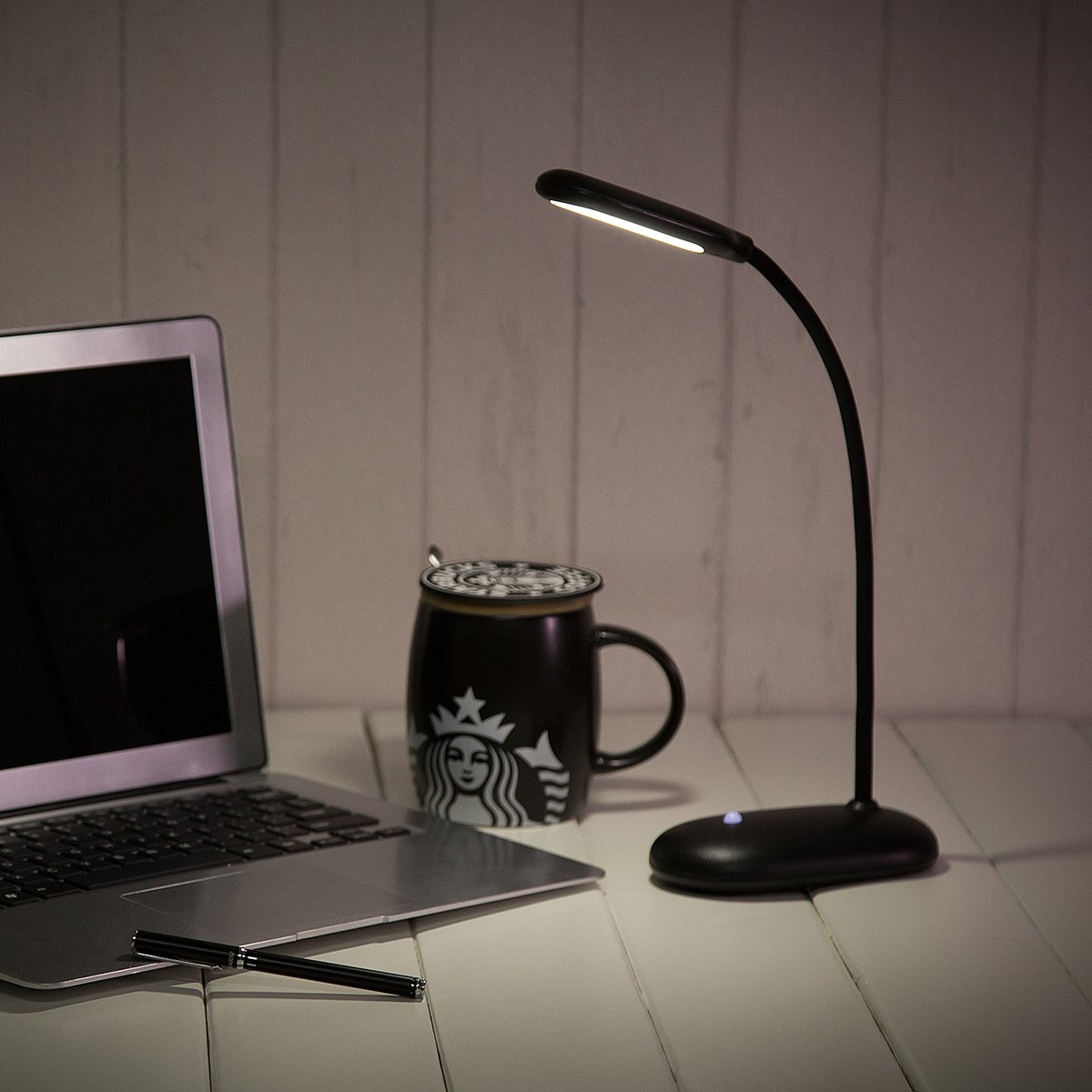 TL-06 Adjustable LED Desk Lamp with Gooseneck - USB Rechargeable, Dimmable Natural Light for Home Office, Reading & Study | Portable Bedside Table Lamp (Black) | Perfect for Night Reading, Home Office Work & Dorm Room Lighting