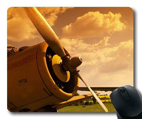 Vintage Aircraft Mouse Pad with Stitched Edges - Non-Slip Gaming & Office Desk Mat - Perfect for PC, Laptop, and Workstation Use