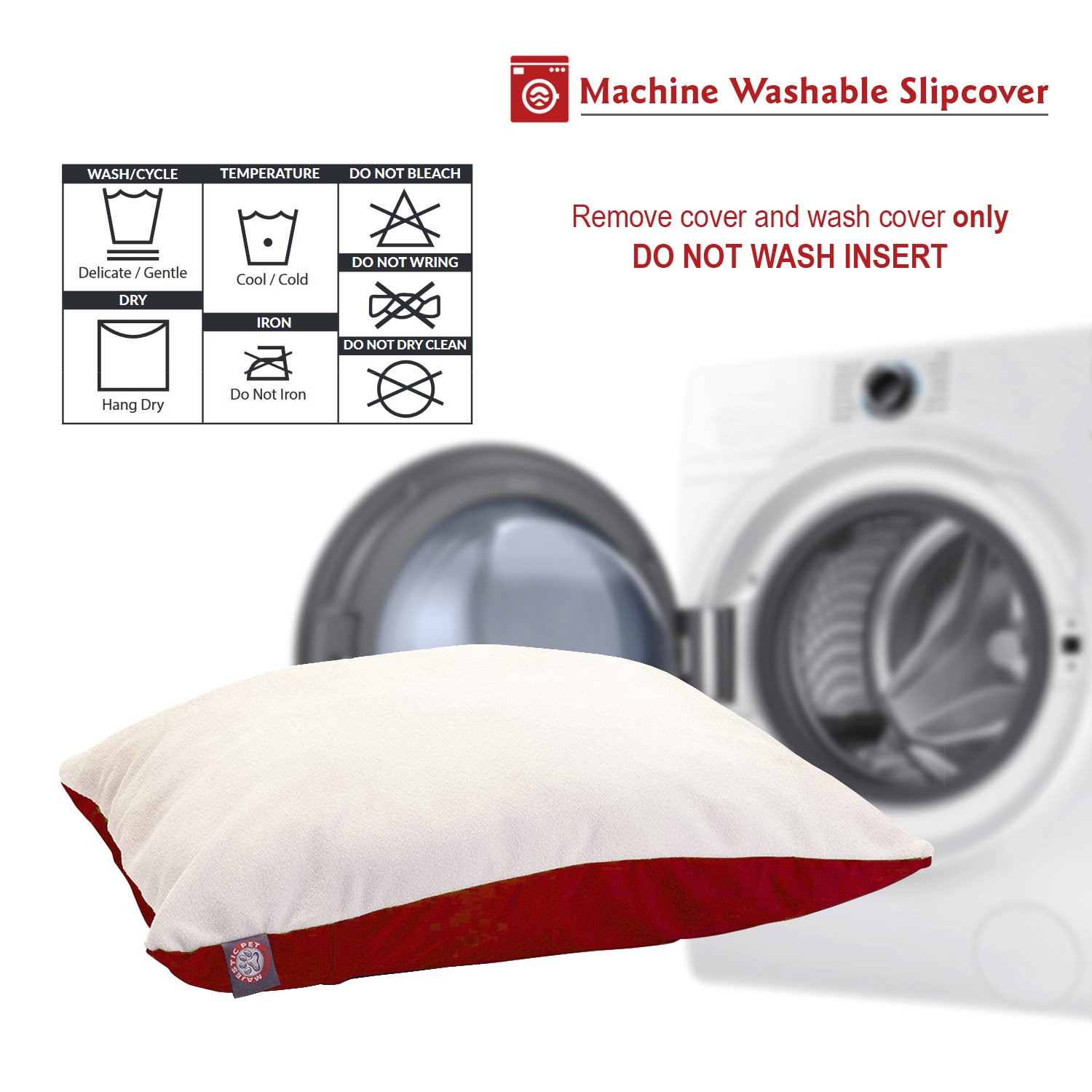 Majestic Pet Washable Rectangle Medium Dog Bed 30x40 Inch - Removable Slipcover, Super Soft Crate & Kennel Bed for Medium Breed Dogs - Perfect for Sleeping, Lounging & Travel - Red