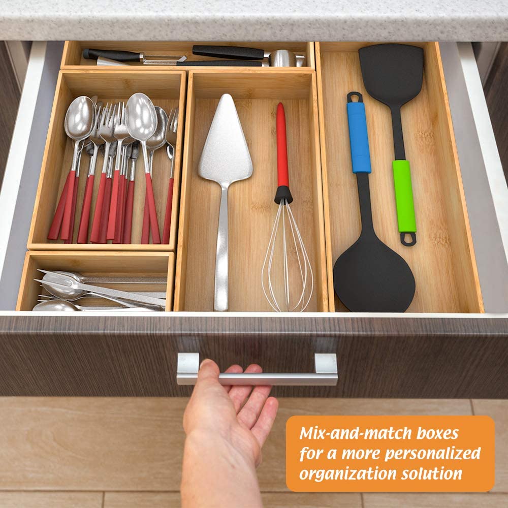 Bamboo Bathroom Vanity Tray Organizer - 15
