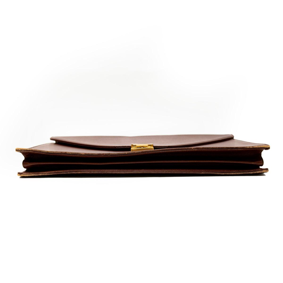 Saint Laurent Vintage Brown Leather Briefcase for Men - Stylish & Durable Office Bag for Business Professionals & Travel