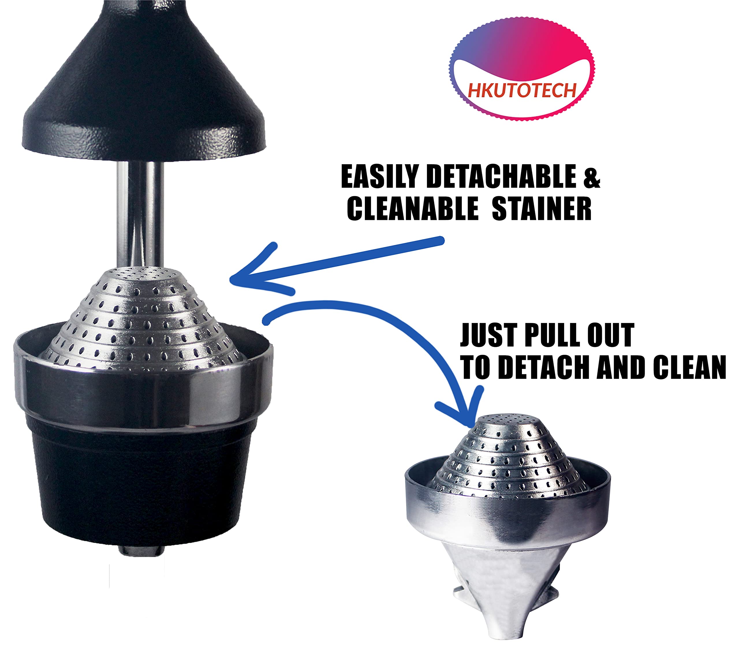 HKUTOTECH Stainless Steel Manual Citrus Juicer - Cold Press Hand Juicer for Oranges, Lemons, Pomegranates & Vegetables - Durable Kitchen Tool for Fresh Juice, Cocktails & Healthy Drinks (Made in India)