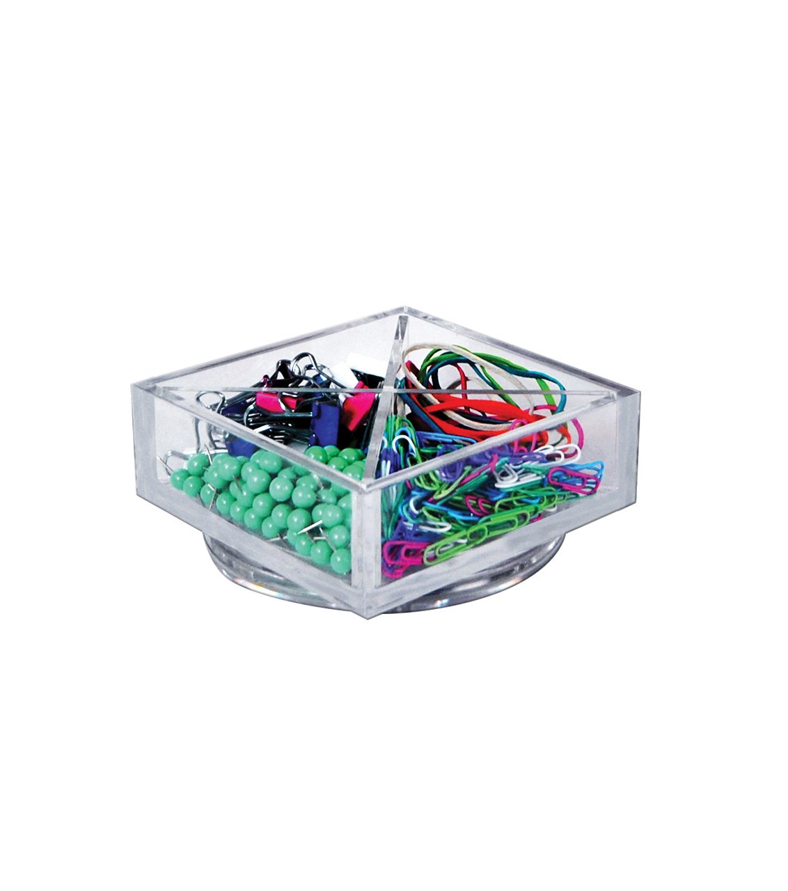 Azar Displays 556352 Square 4-Compartment Rotating Desk Organizer - 6 Inch Office Supply for Pens, Pencils & Stationery - Pack of 2 - Perfect for Home Office, School & Workspace Organization