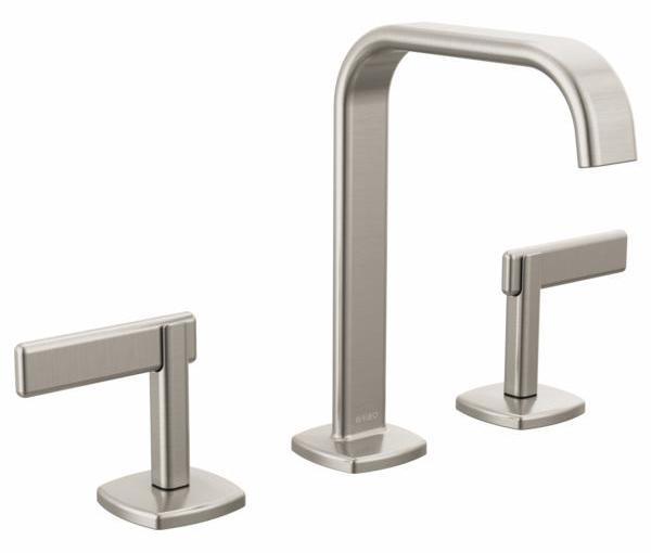Allaria Widespread Bathroom Faucet with Square Spout - 1.2 GPM Low Flow Water-Saving Design - Luxe Nickel Finish - Single Handle Modern Faucet for Bathroom Sink - Perfect for Home, Hotel, and Commercial Use
