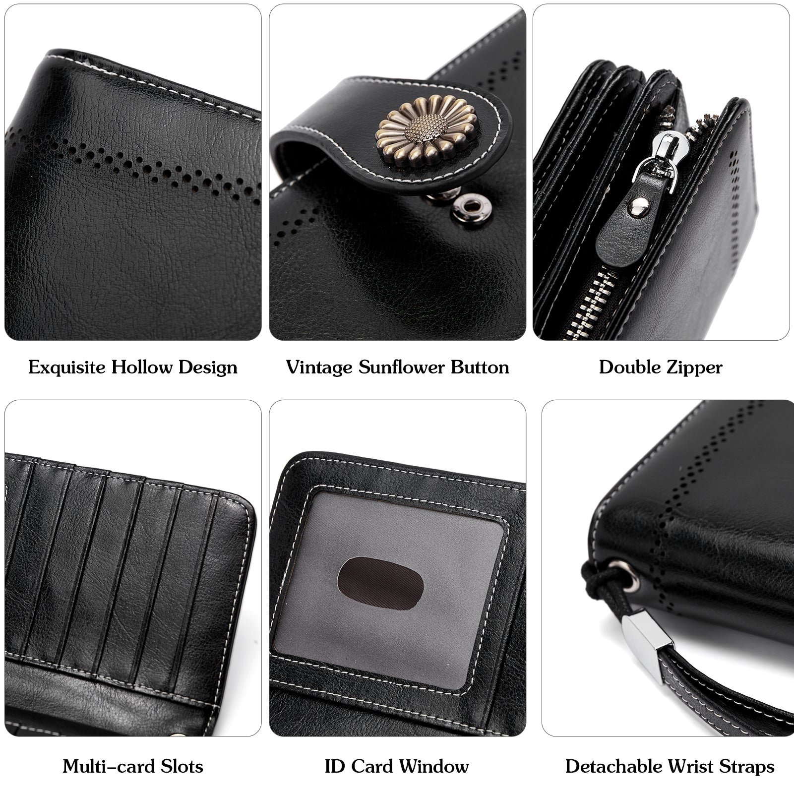 Lomy Big Wallet for Women with Wristlet - Large Capacity RFID Blocking Leather Wallet for Travel, Shopping & Everyday Use