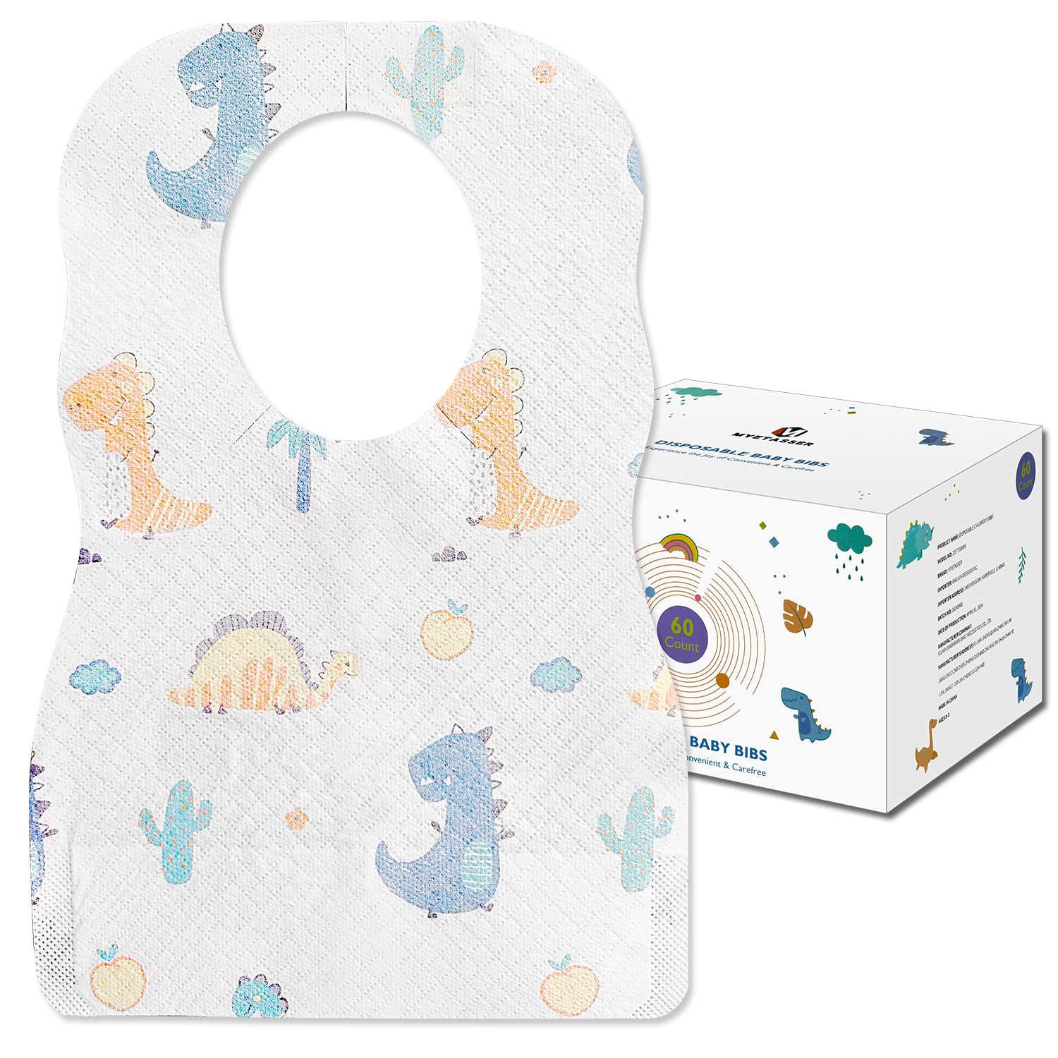 40/60PCS Disposable Baby Bibs & Drool Bibs - Waterproof, Oil-Proof, Individually Packaged, Super Soft & Adjustable Size - Perfect for Feeding, Teething & Messy Playtime