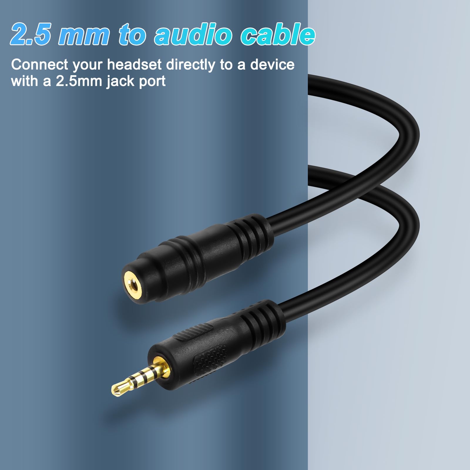 2.5mm Male to Female Stereo Audio Extension Cable - 2-Pack 1.8M TRRS Headphone Mic Adapter for Smartphones, Headsets, Gaming Headsets - Perfect for Home Office, Gaming Setup & Mobile Devices